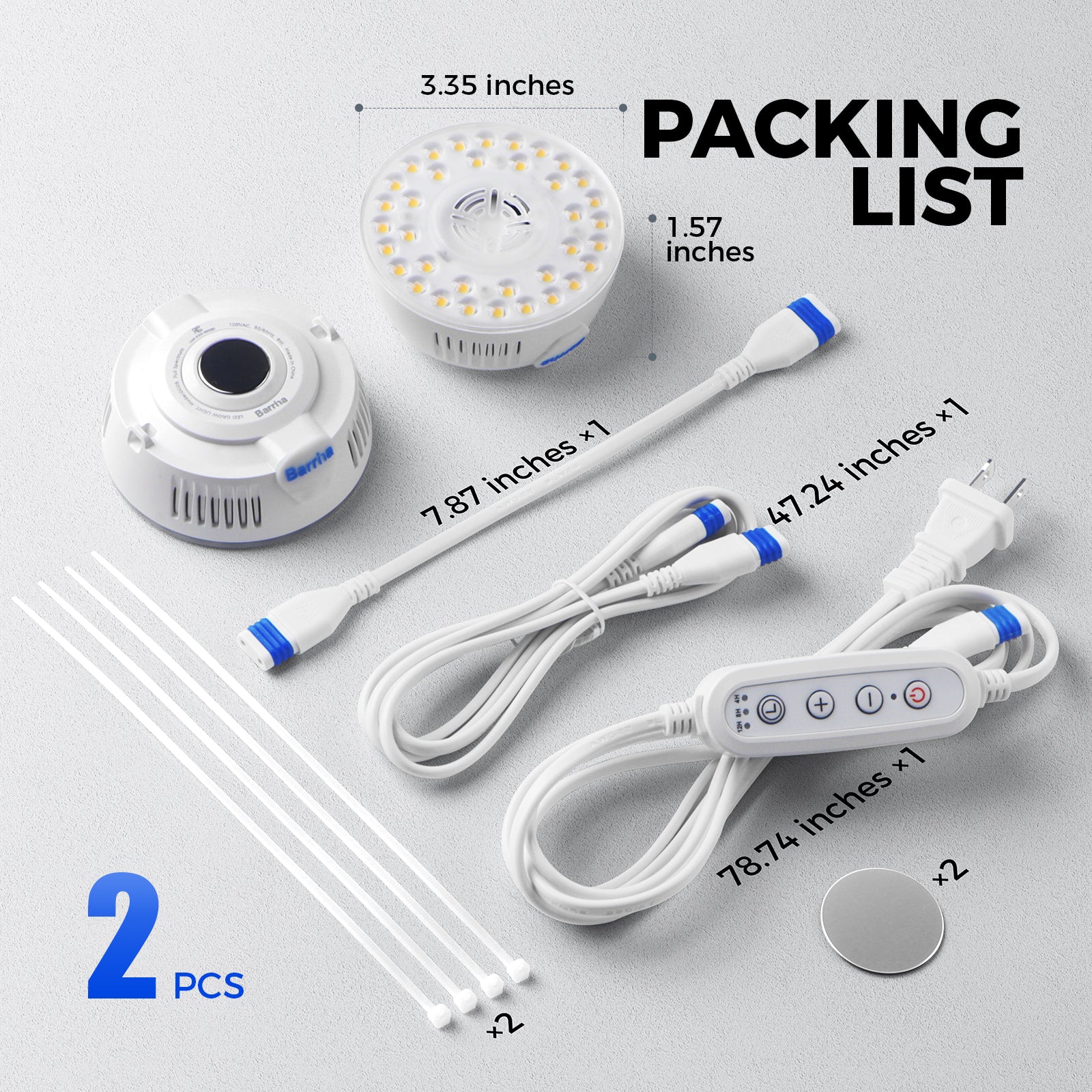 Barrina Orbgrow 9W LED Puck Grow Lights 5000K Full Spectrum | 2-Pack Accessories