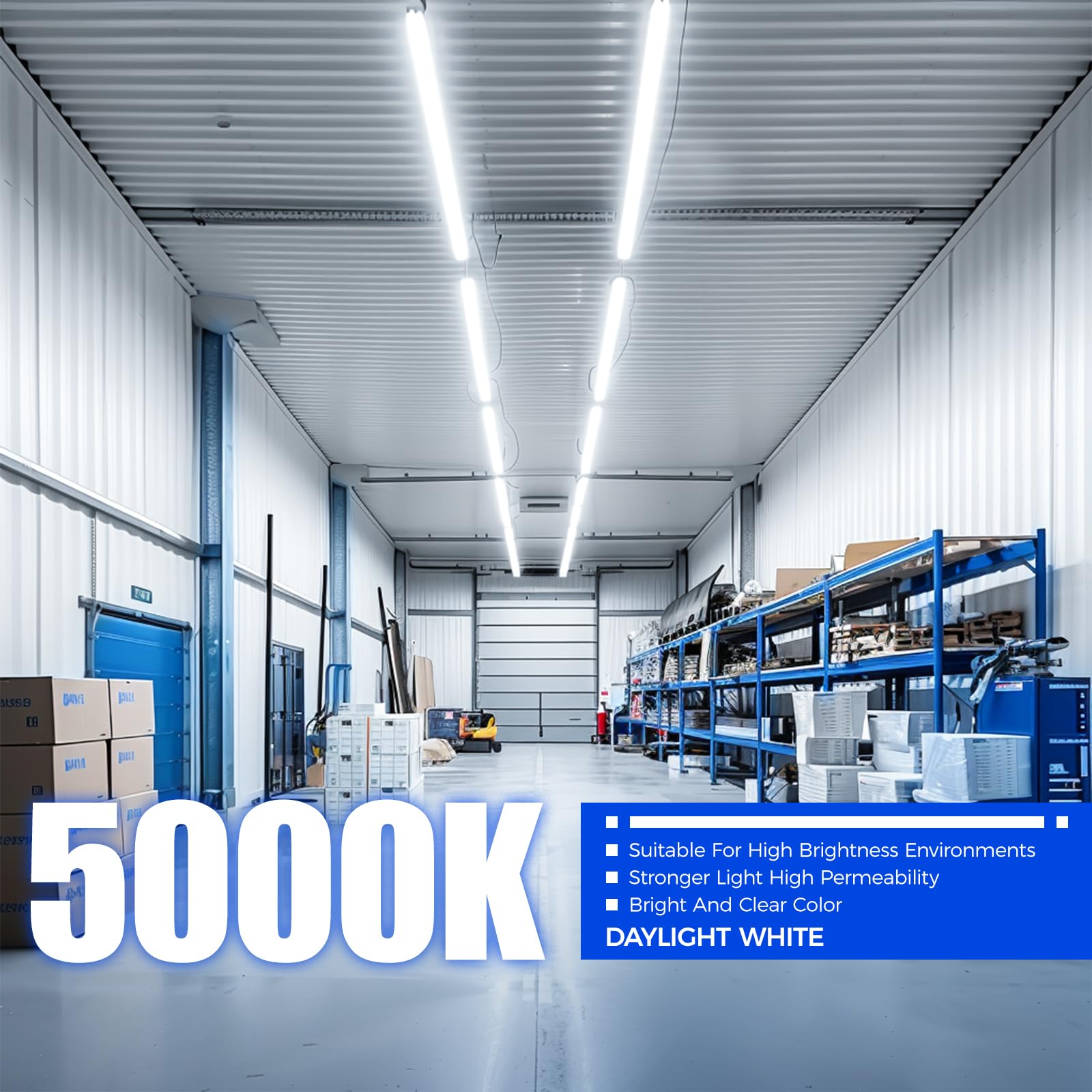 Barrina T8 44W LED Tube Lights 8FT 5000K 5000LM | Replacement for Fluorescent Tubes & CLear Cover | TBX44