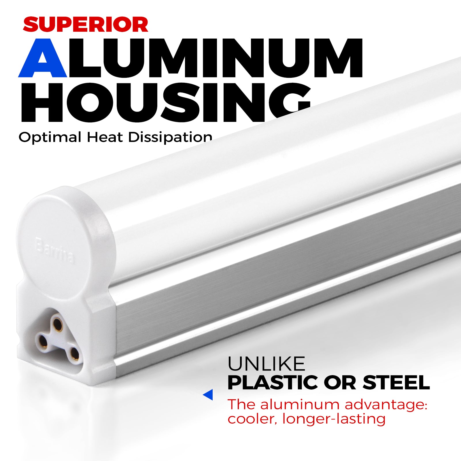 Barrina T5 45W LED Shop Lights 8FT 6500K 5000LM | Linkable & Corded Electric Switch | ABX45