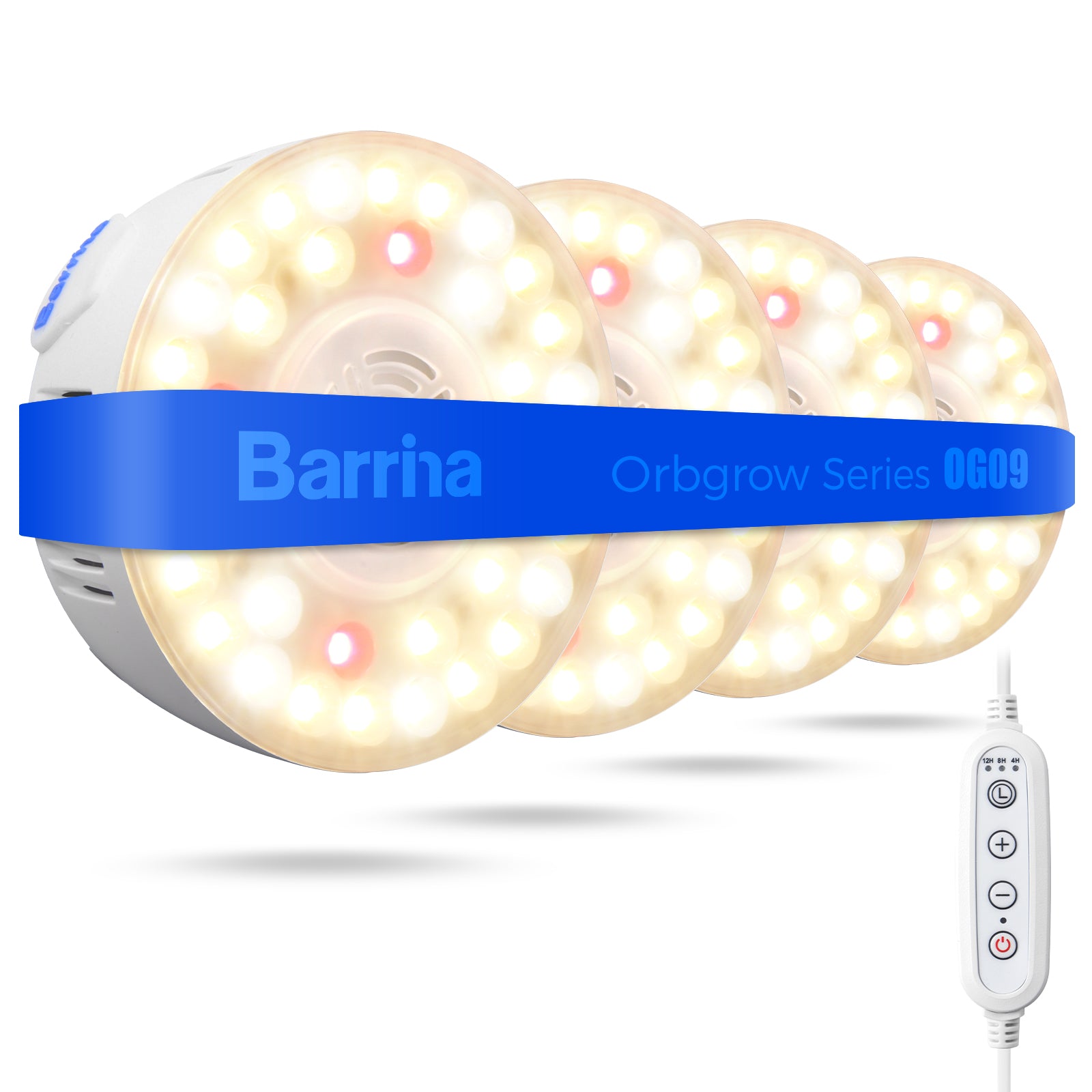 Barrina Orbgrow 9W LED Puck Grow Lights 3000K+6500K+660nm | Full Spectrum, Magnetic, Timer, Dimmable & Linkable | OG09