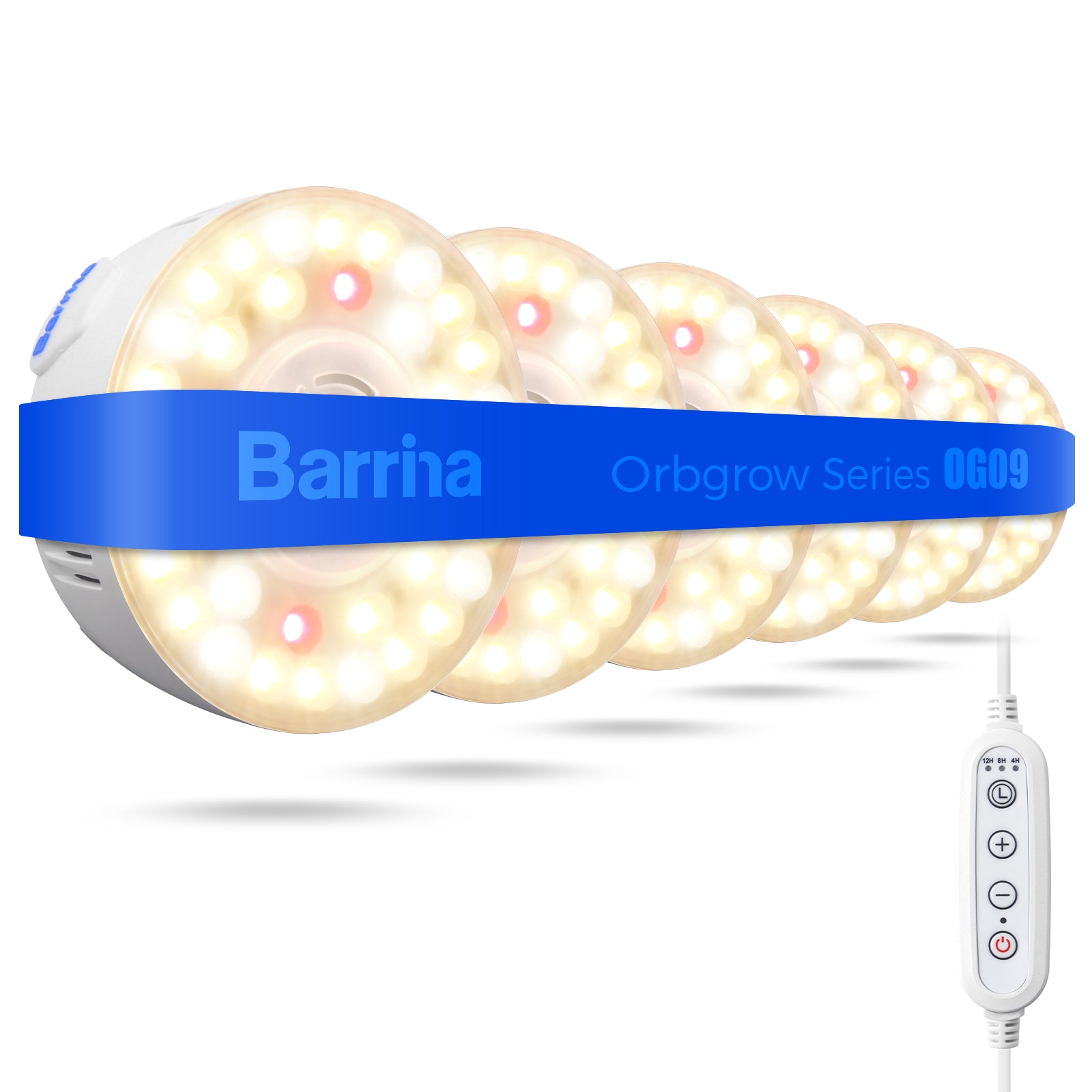 Barrina Orbgrow 9W LED Puck Grow Lights 3000K+6500K+660nm | Full Spectrum, Magnetic, Timer, Dimmable & Linkable | OG09