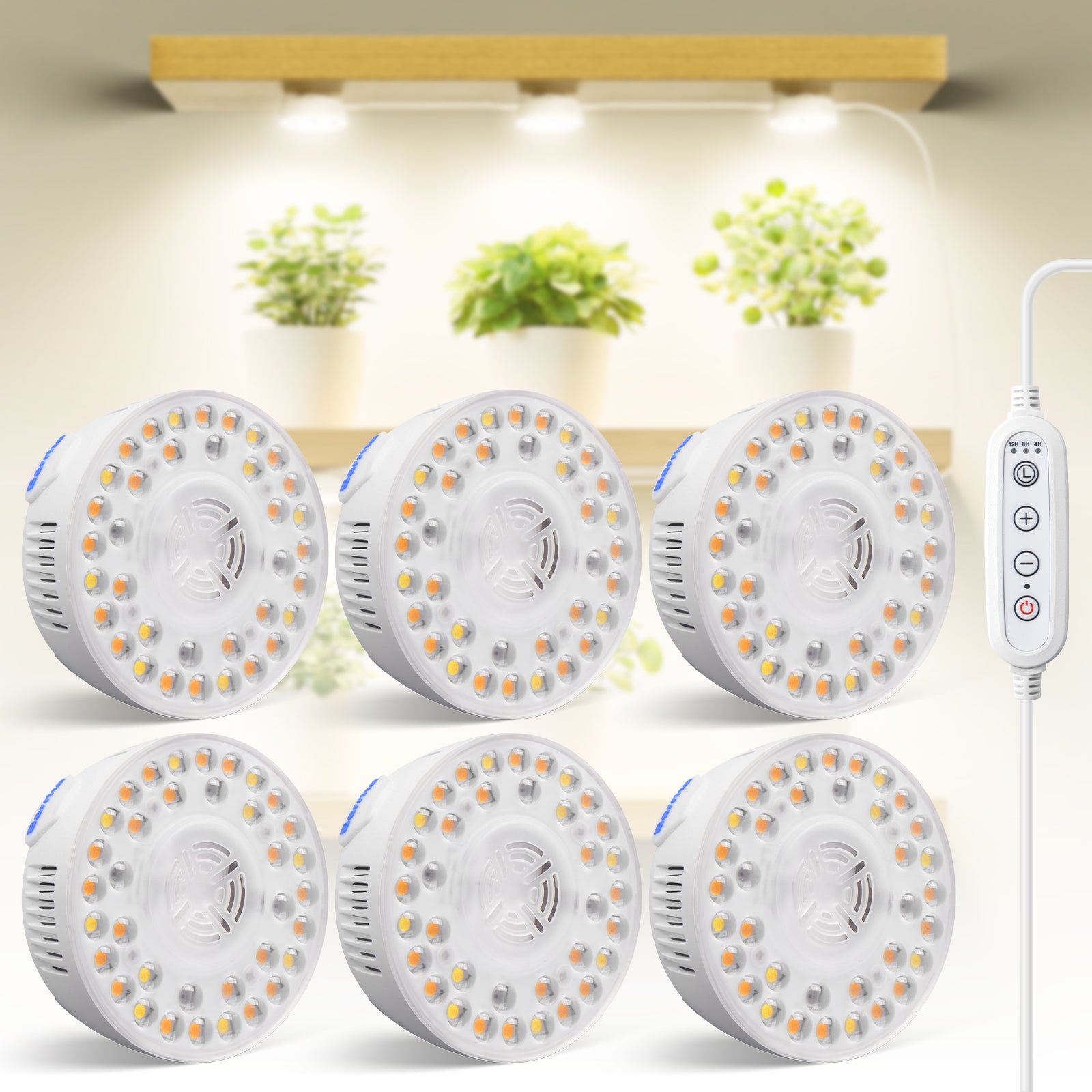 Barrina Orbgrow 9W LED Puck Grow Lights 3000K+6500K+660nm | Full Spectrum, Magnetic, Timer, Dimmable & Linkable | OG09