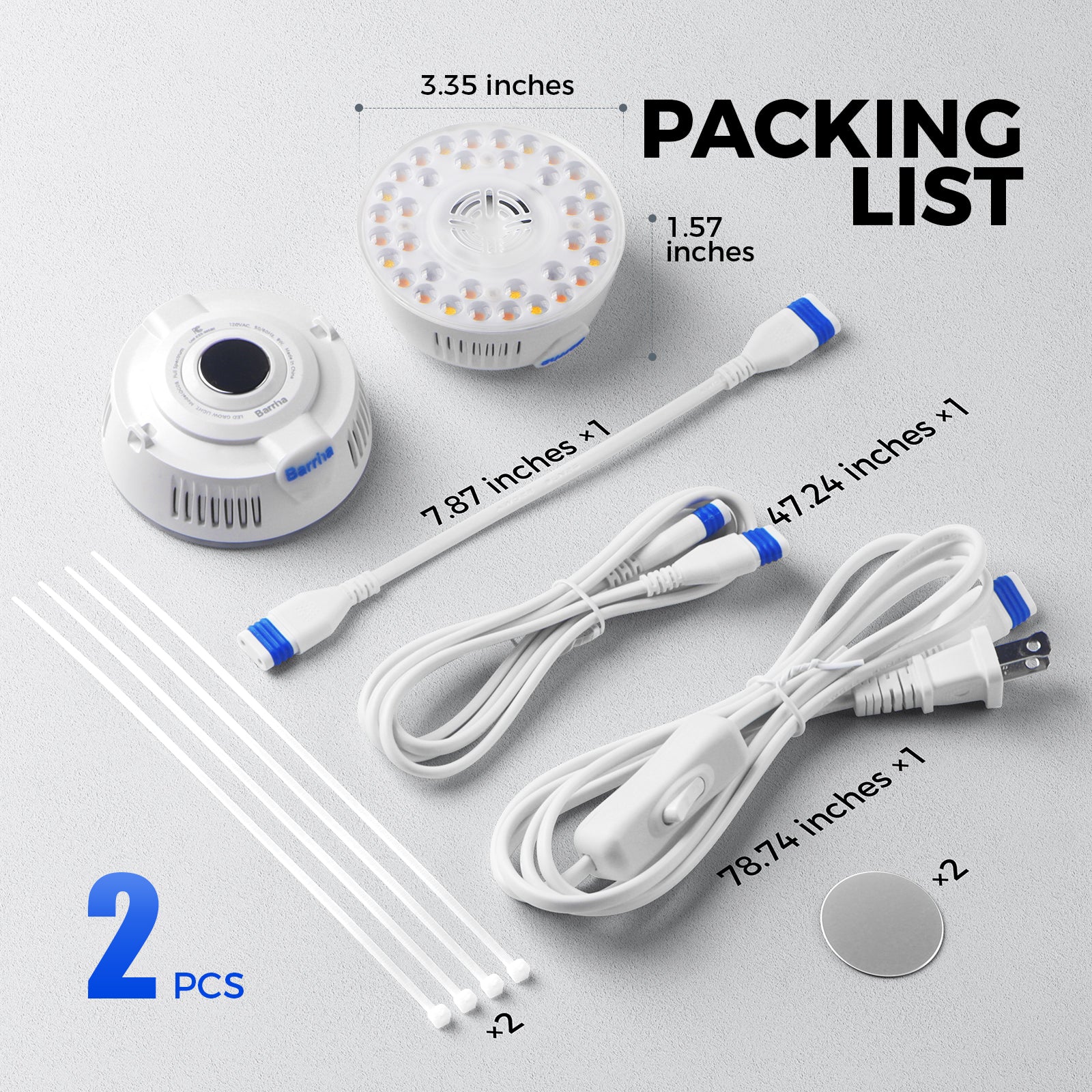 Barrina Orbgrow 9W LED Puck Grow Lights 3000K+6500K+660nm | Full Spectrum, Magnetic & Linkable | OG09