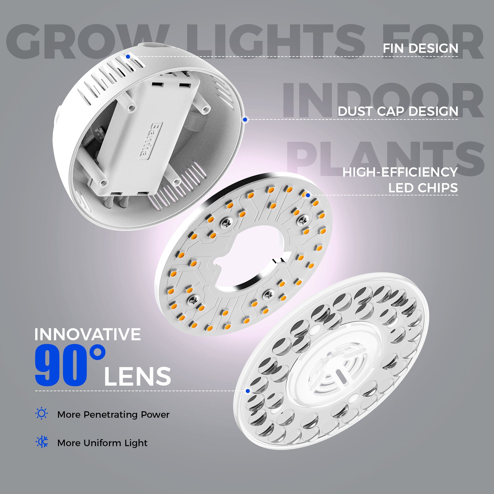 Barrina Orbgrow 9W LED Puck Grow Lights Pinkish White | Full Spectrum, Magnetic, Timer, Dimmable & Linkable | OG09