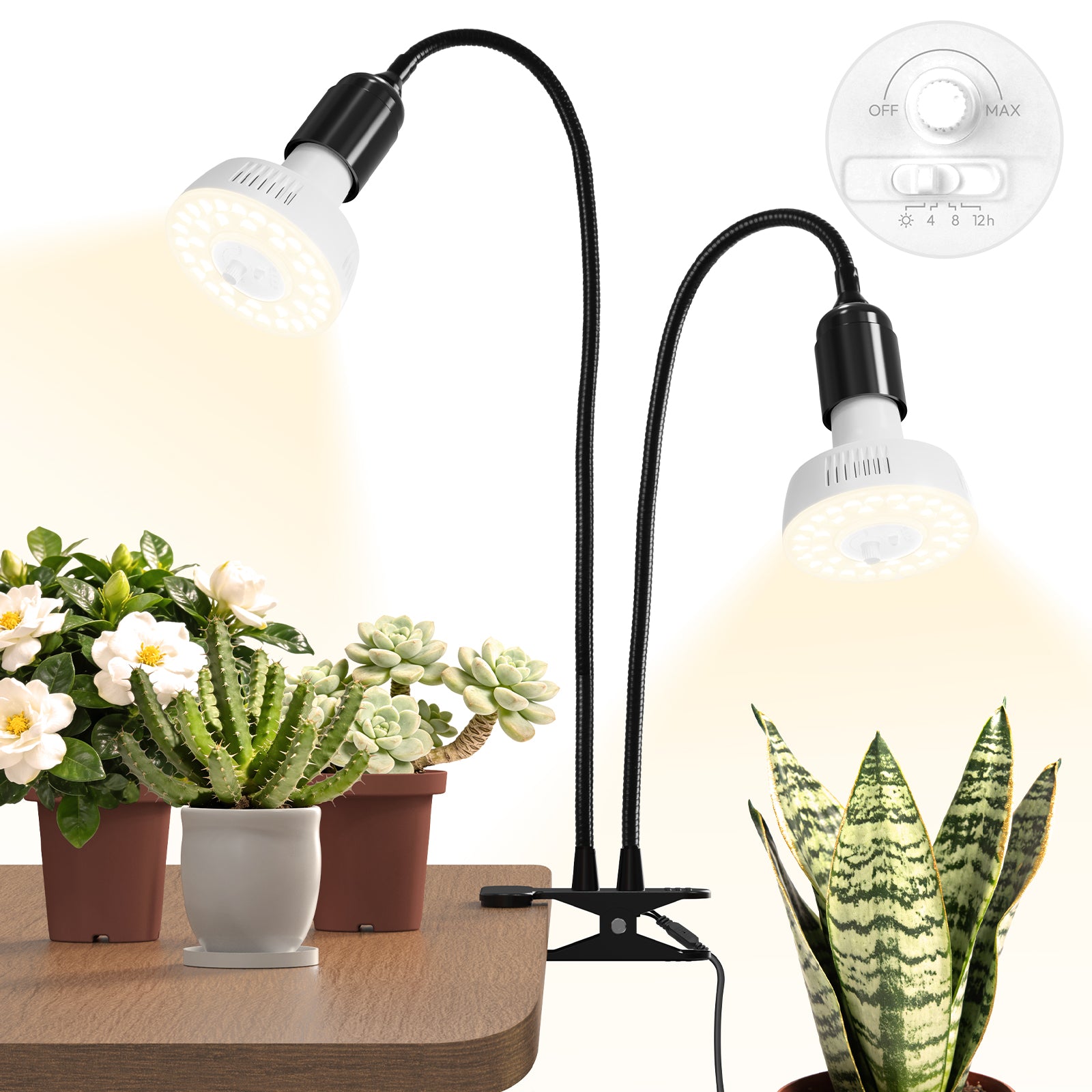 Barrina Orbgrow 2 x 11W Clip-On LED Grow Lights 4000K | Full Spectrum, Dimmable & Timing | OG11A