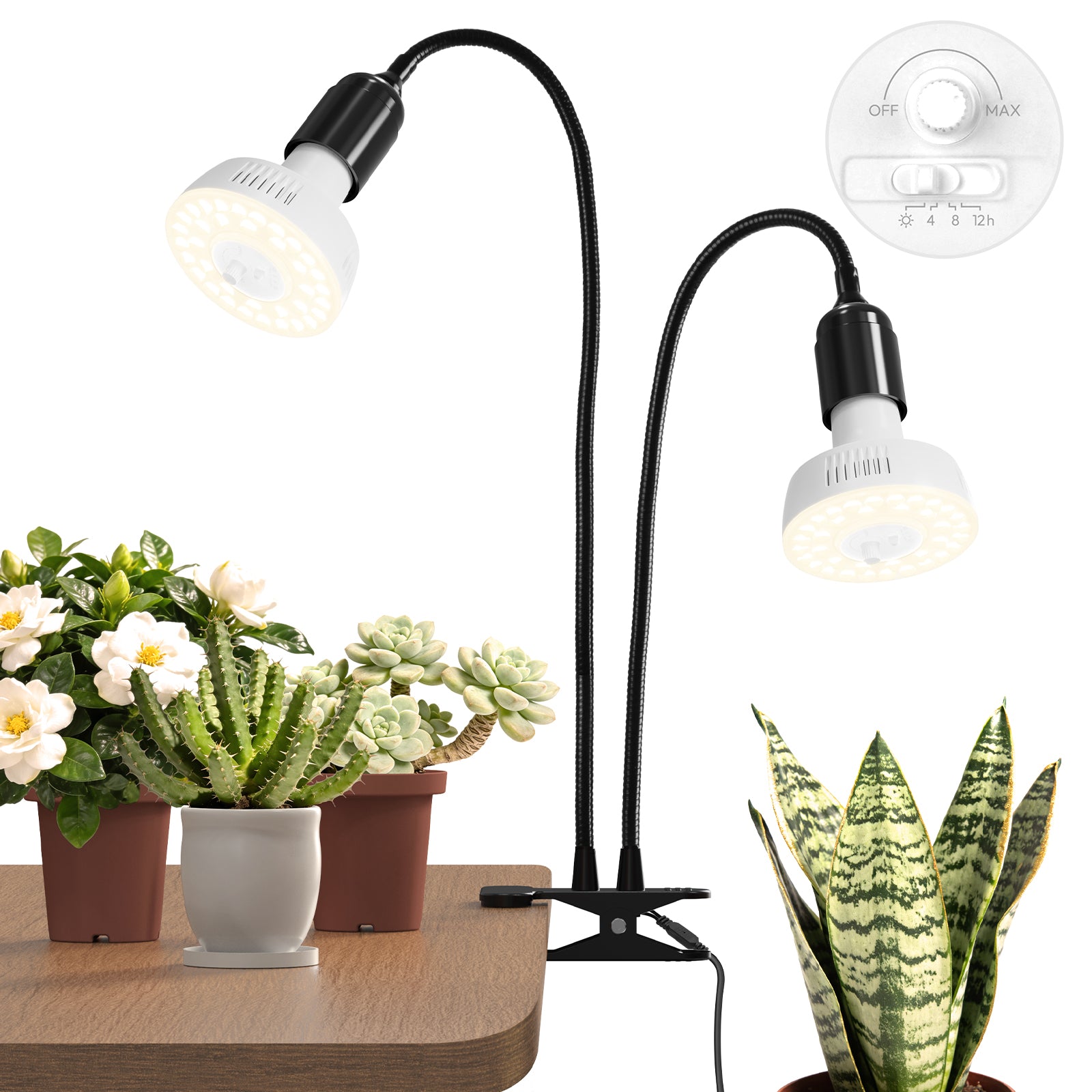 Barrina Orbgrow 2 x 11W Clip-On LED Grow Lights 4000K | Full Spectrum, Dimmable & Timing | OG11A