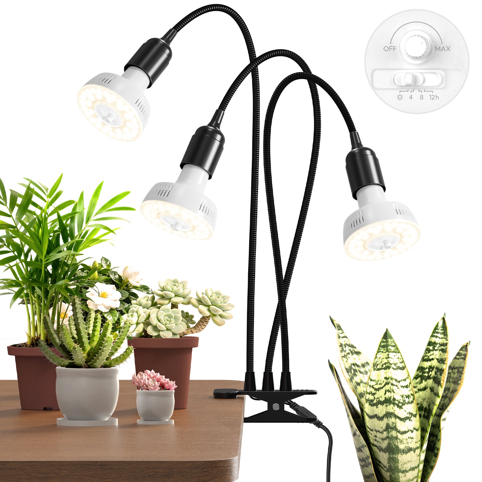 Barrina Orbgrow 3 x 11W Clip-On LED Grow Lights 4000K | Full Spectrum, Dimmable & Timing | OG11A