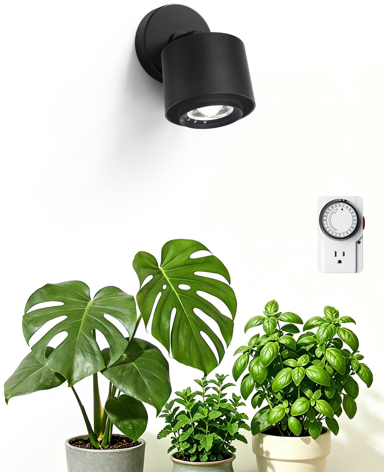 Barrina TR40a 40W LED Grow Lights 5000K | Full Spectrum, Mounted & Timer | TR40a (Black)