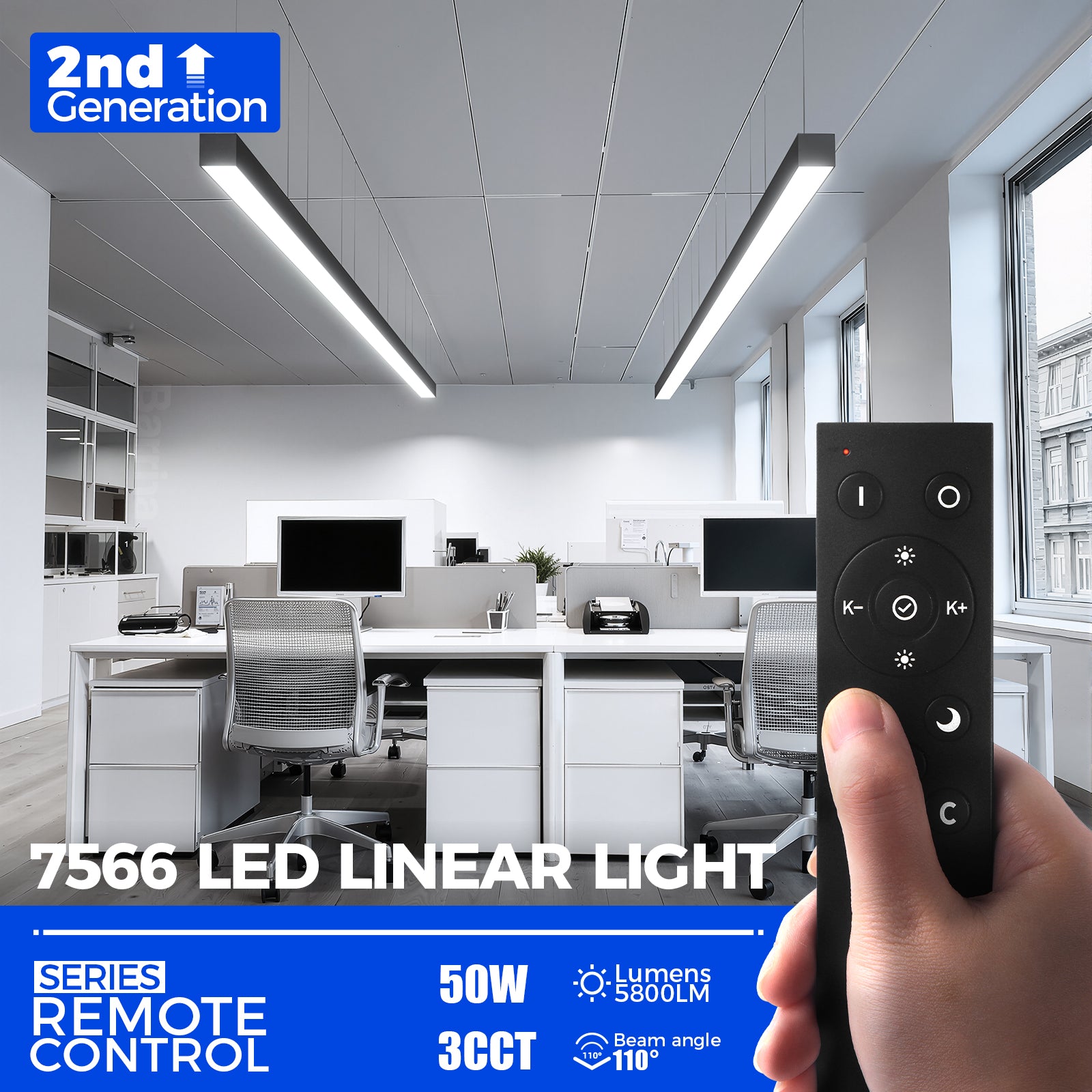 Barrina 7566 Remote Series 2nd-Generation 50W LED Linear Lights 4FT 3000K - 6000K 5800LM | Seamless Connection & Color Changing