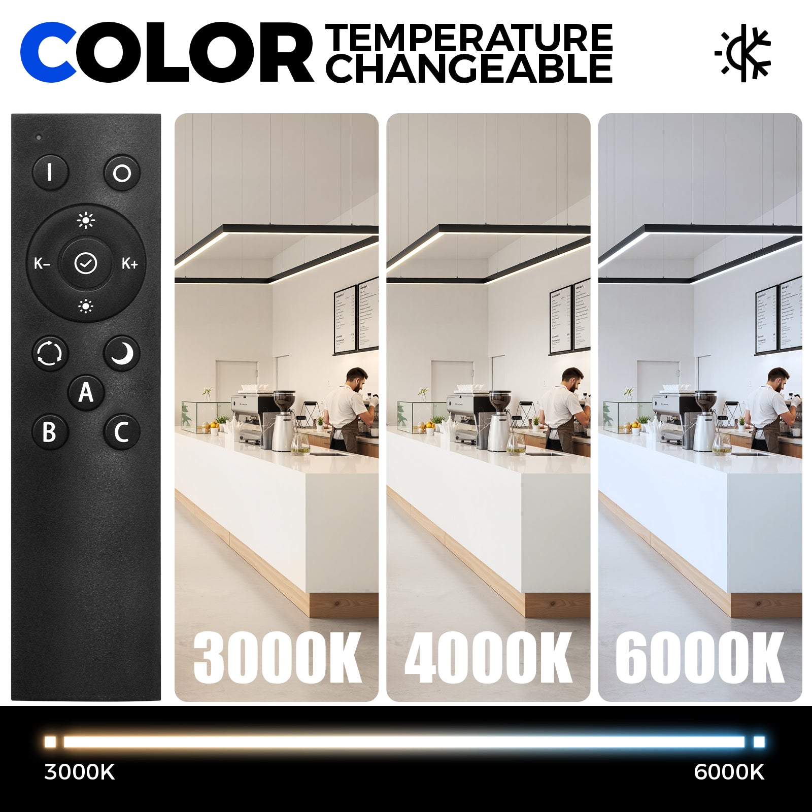 Barrina 4040 Remote Series 3nd-Generation 180W Rectangular Set LED Linear Lights 6FT * 3FT 3000K - 6000K 15000LM | Seamless Connection & Color Changing
