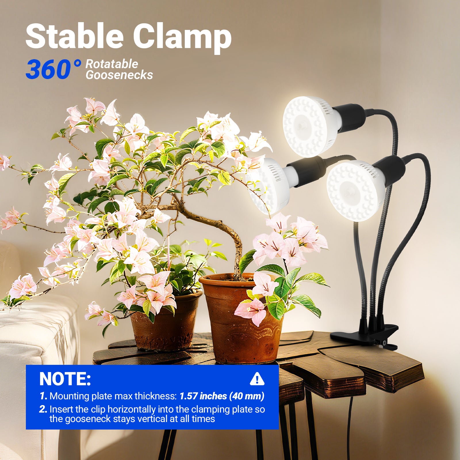 Barrina Orbgrow 3 x 11W Clip-On LED Grow Lights 4000K | Full Spectrum, Dimmable & Timing | OG11A