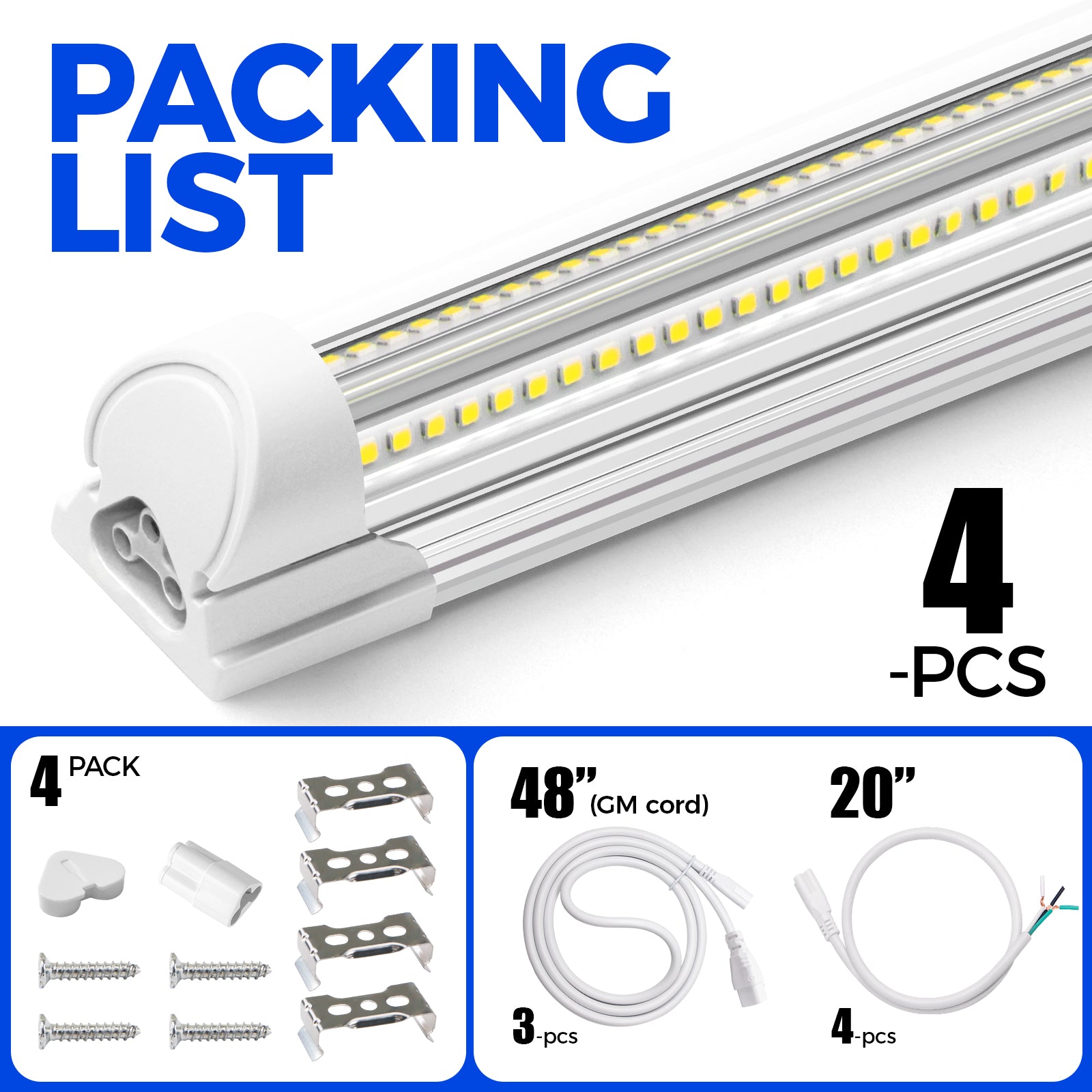 Barrina T8 100W LED Shop Lights 8FT 6500K 15000LM | Clear Cover & V Shape Tube | BAX100