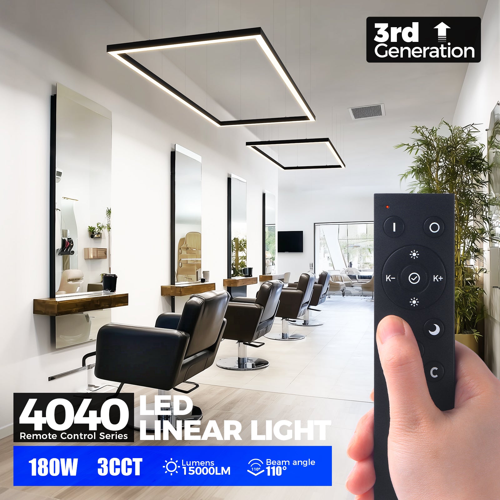 Barrina 4040 Remote Series 3nd-Generation 180W Rectangular Set LED Linear Lights 6FT * 3FT 3000K - 6000K 15000LM | Seamless Connection & Color Changing
