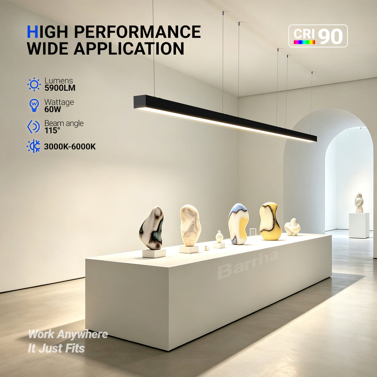 Barrina 9975 Remote Series 4nd-Generation 60W LED Linear Lights 4FT 3000K - 6000K 5900LM | Seamless Connection & Color Changing