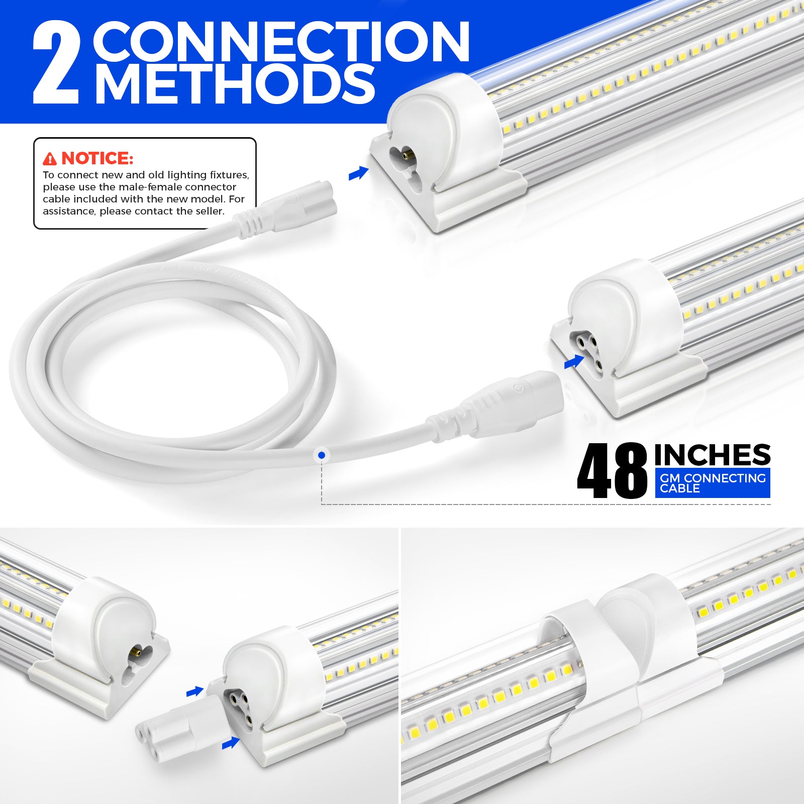 Barrina T8 100W LED Shop Lights 8FT 6500K 15000LM | Clear Cover & V Shape Tube | BAX100