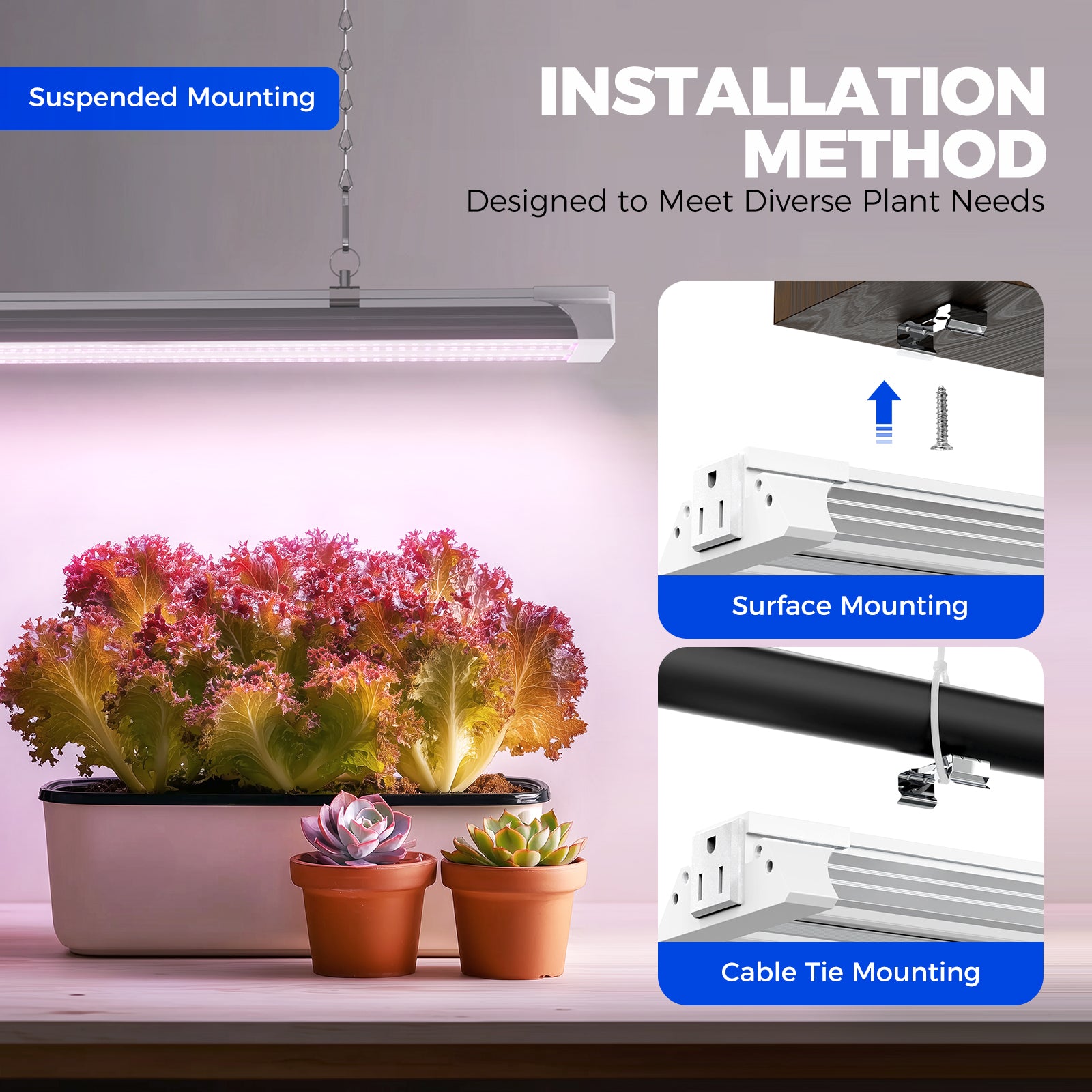 Barrina TX72 72W LED Grow Lights 4FT Purple Light | Full Spectrum & Linkable | TX-72