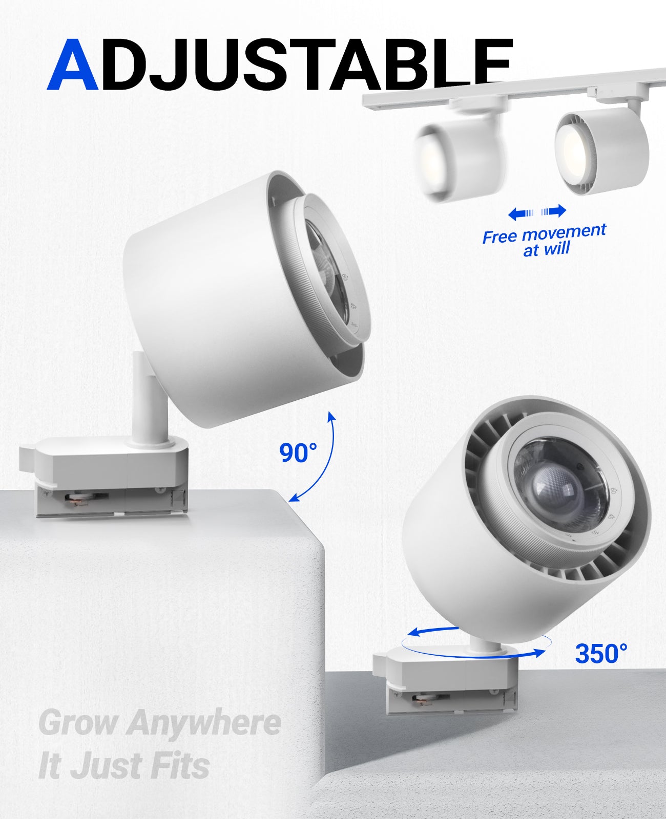 Barrina TR40c 3 x 40W LED Track Grow Lights 4000K | Full Spectrum, Ceiling Track & Timer | TR40c (White)