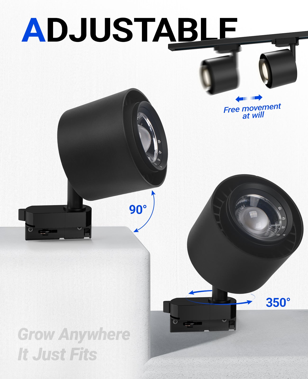 Barrina TR40c 3 x 40W LED Track Grow Lights 4000K | Full Spectrum, Ceiling Track & Timer | TR40c (Black)