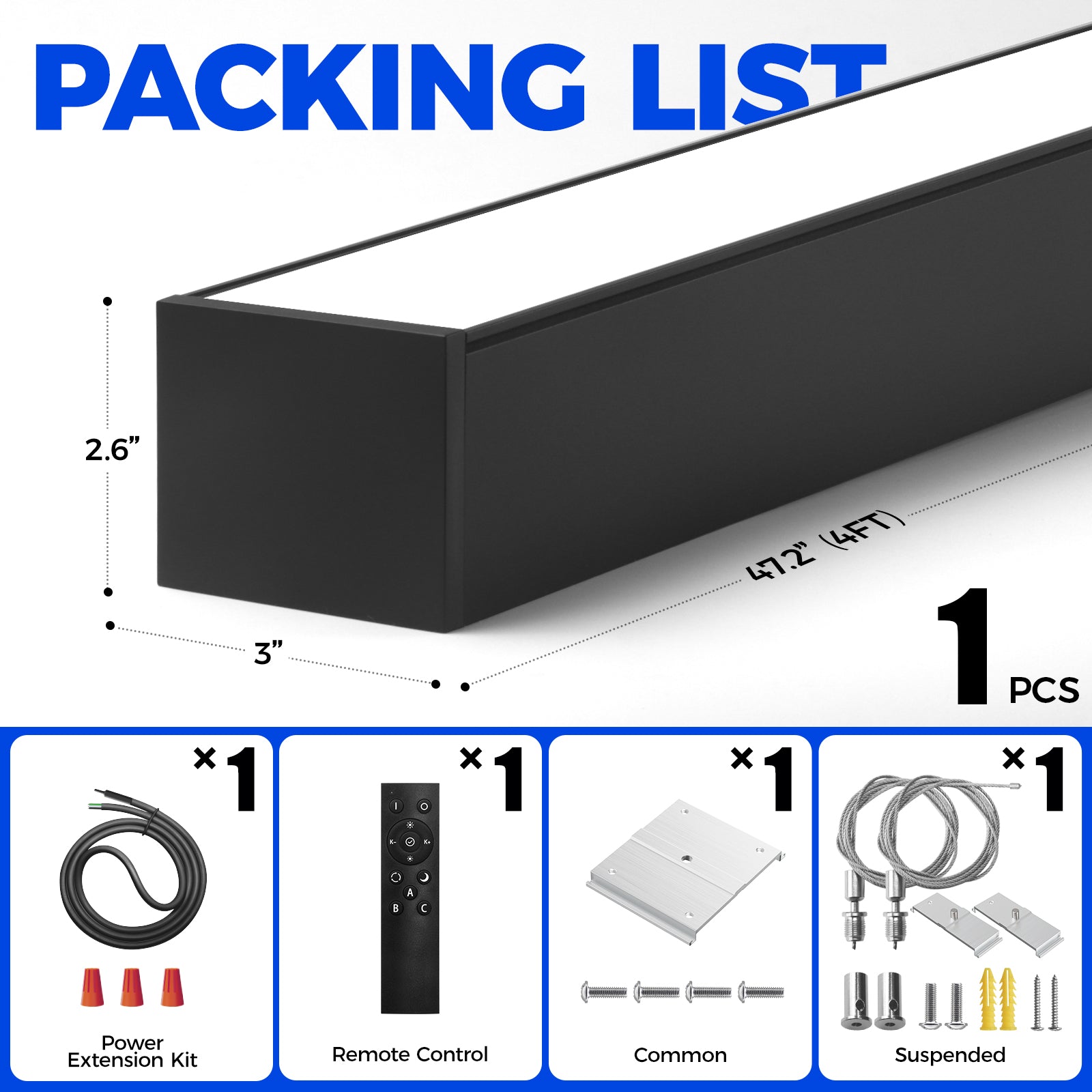 Barrina 7566 Remote Series 2nd-Generation 50W LED Linear Lights 4FT 3000K - 6000K 5800LM | Seamless Connection & Color Changing