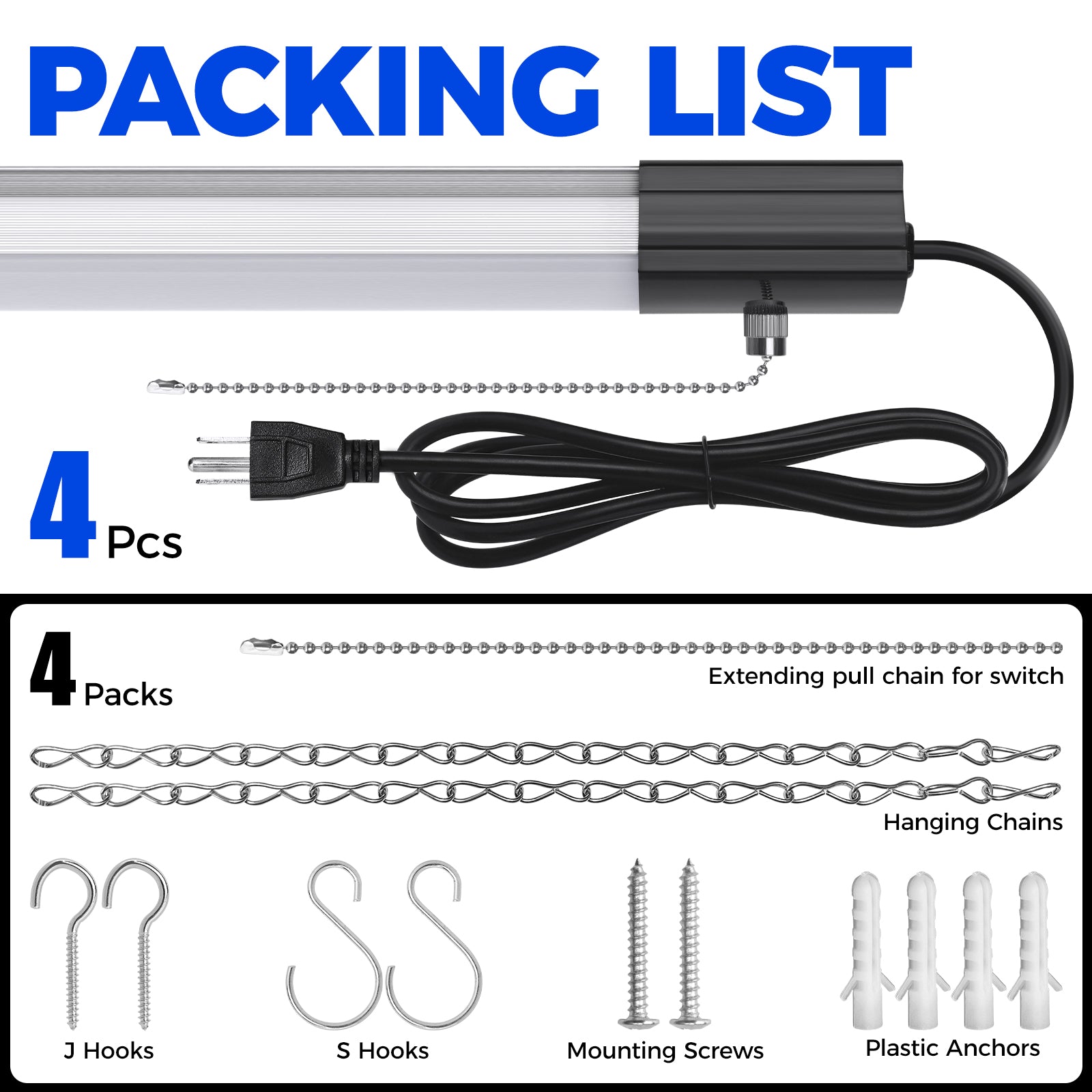 Barrina 84W LED Shop Light 4FT 5000K 10000LM | Motion Sensor & Hanging Mount | BS84