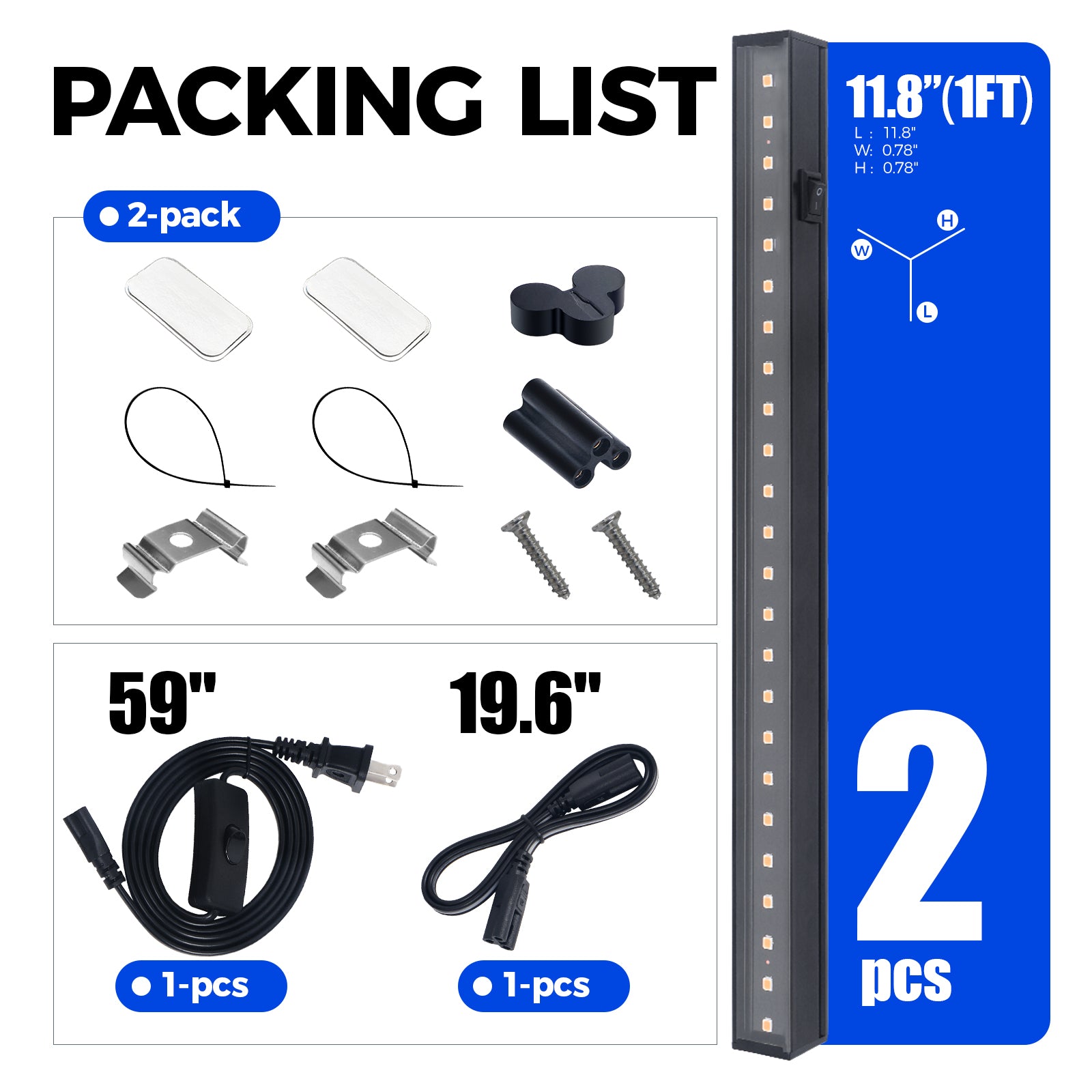 Barrina T5 5W LED Grow Lights 1FT Yellow Light 2 Pack | Magnetic Installation & Linkable | NC05