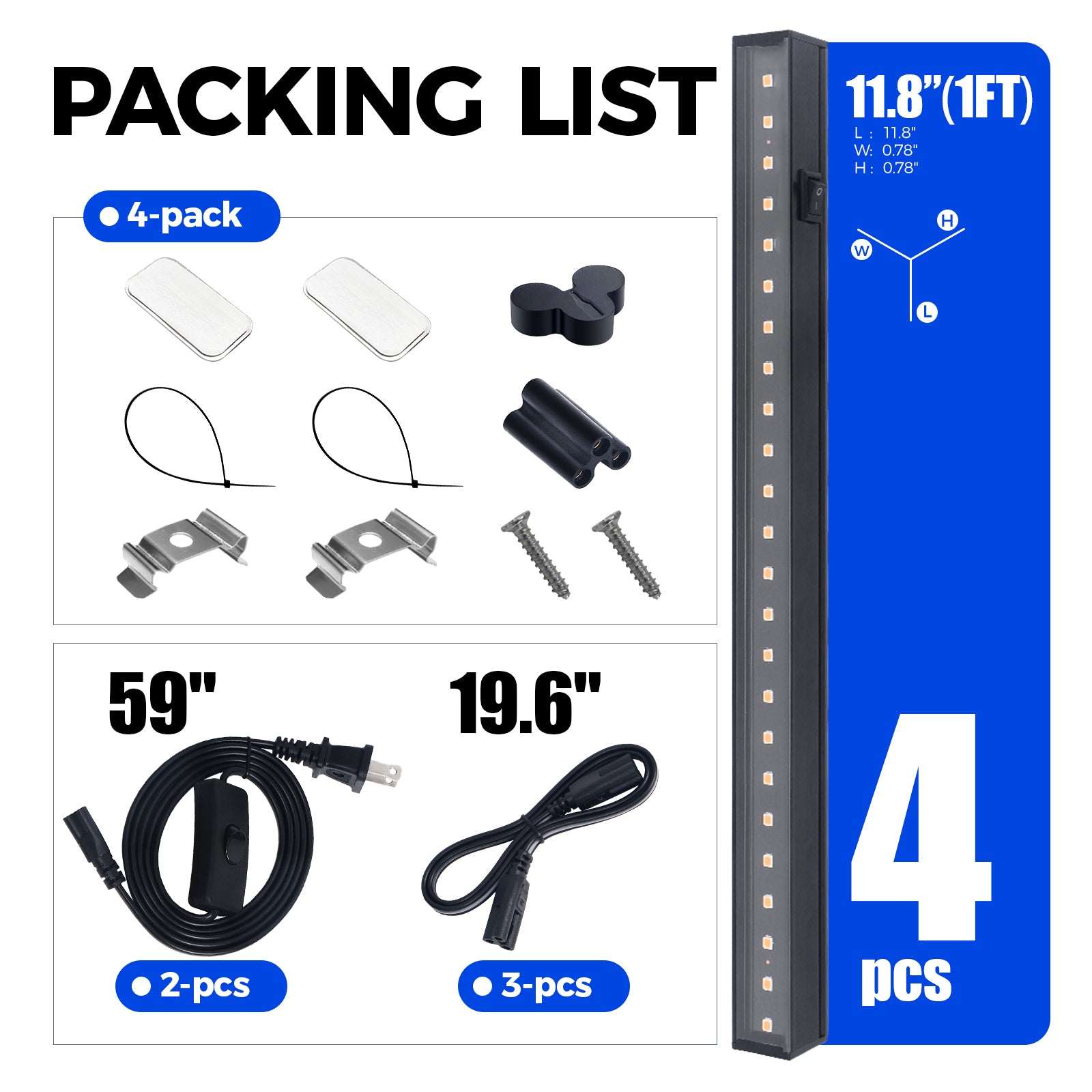 Barrina T5 5W LED Grow Light 1FT Yellow Light 4 Pack | LED Grow Light Strips