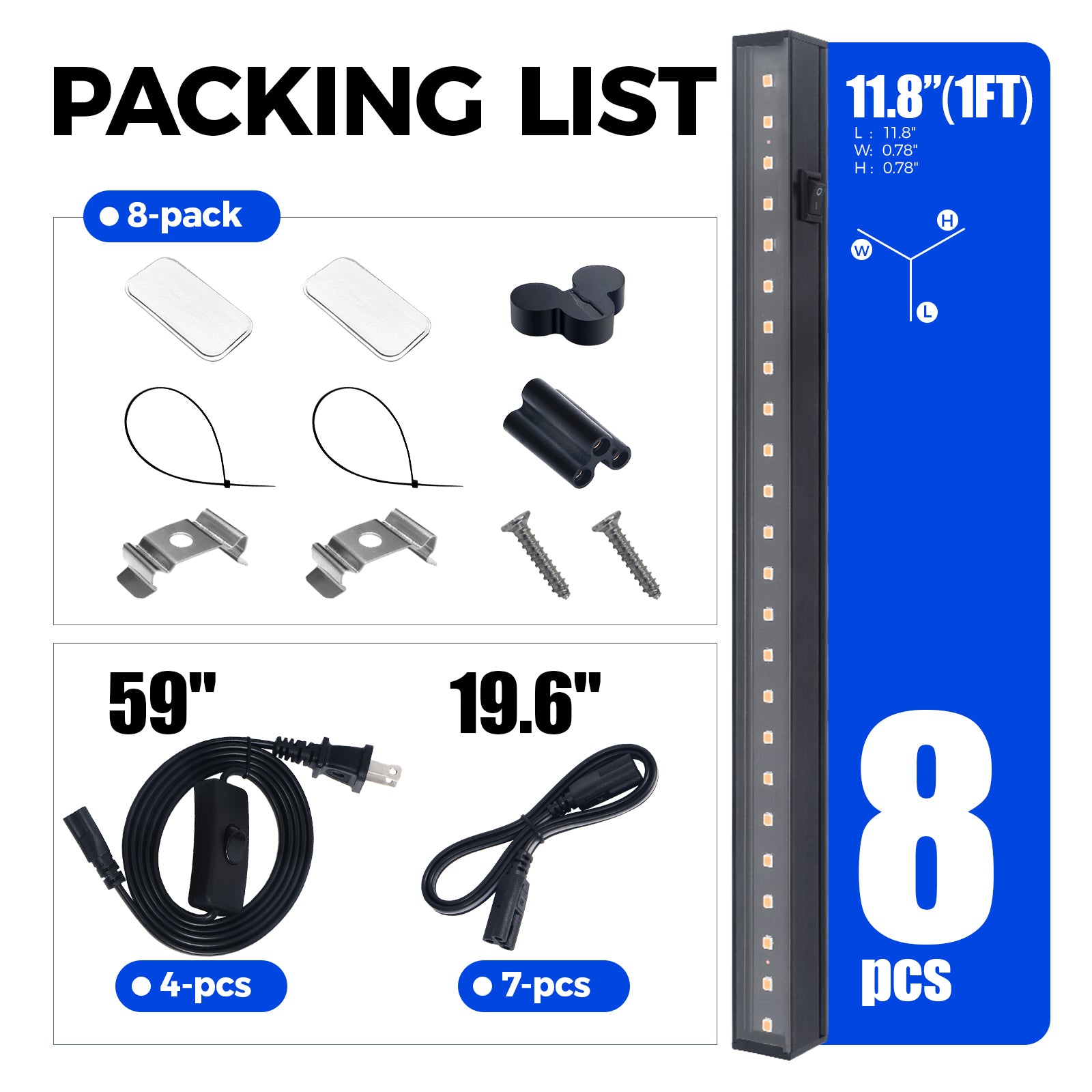 Barrina T5 5W LED Grow Lights 1FT Yellow Light 8 Pack | Magnetic Installation & Linkable | NC05