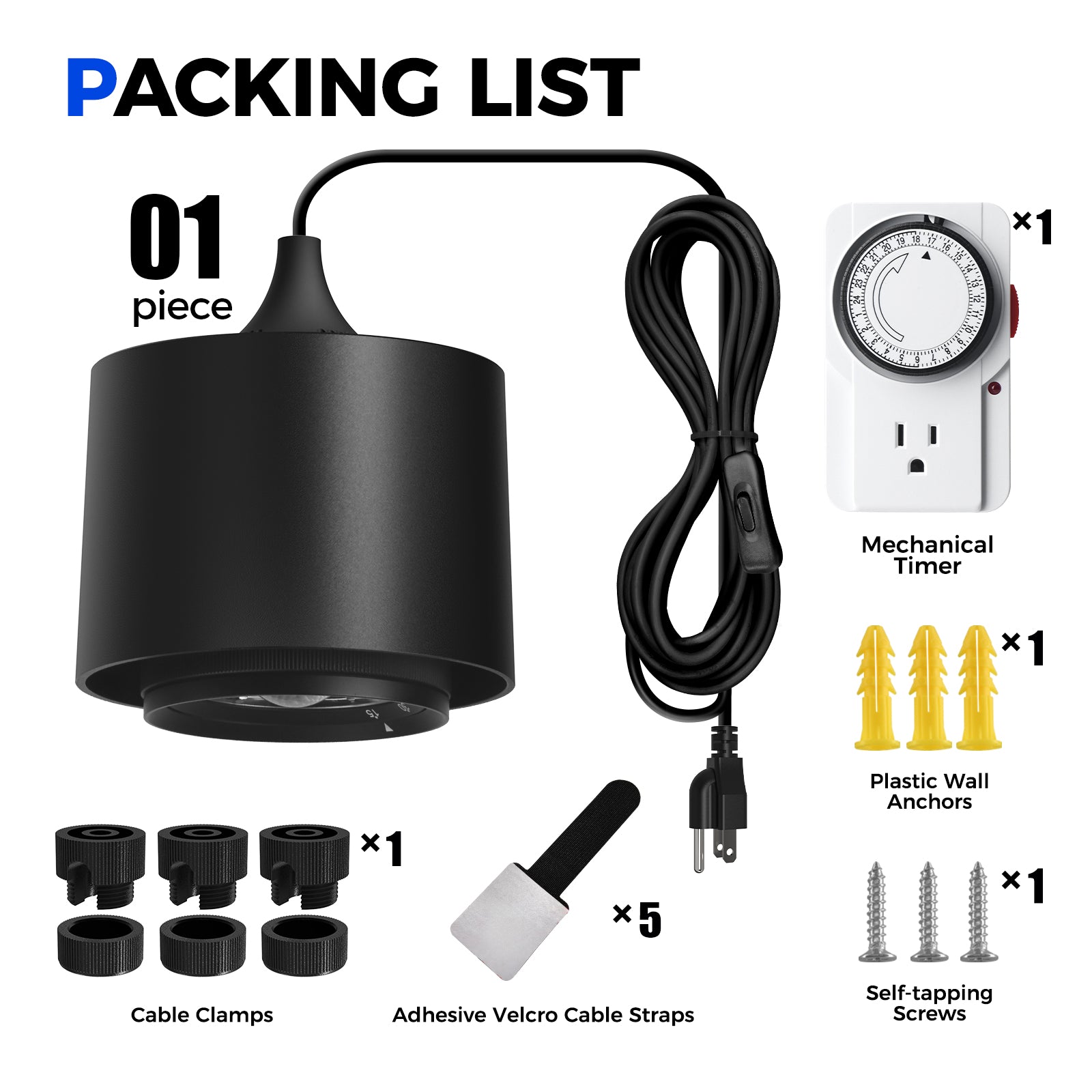 Barrina TR40 40W LED Grow Lights 4000K | Full Spectrum, Hanging & Timer | TR40 (Black)