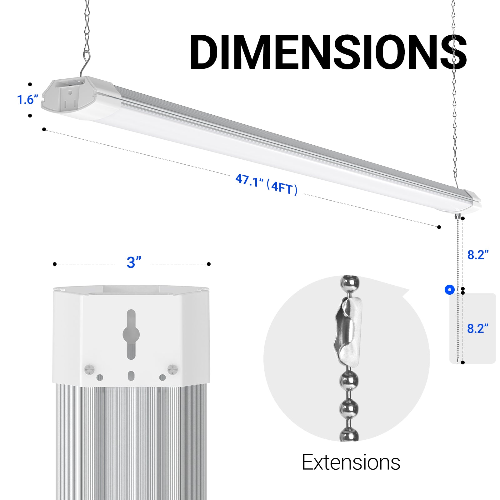 Barrina 84W LED Shop Lights 4FT 6500K 10000LM | Hanging, Linkable & Power Plug Cords | BS84