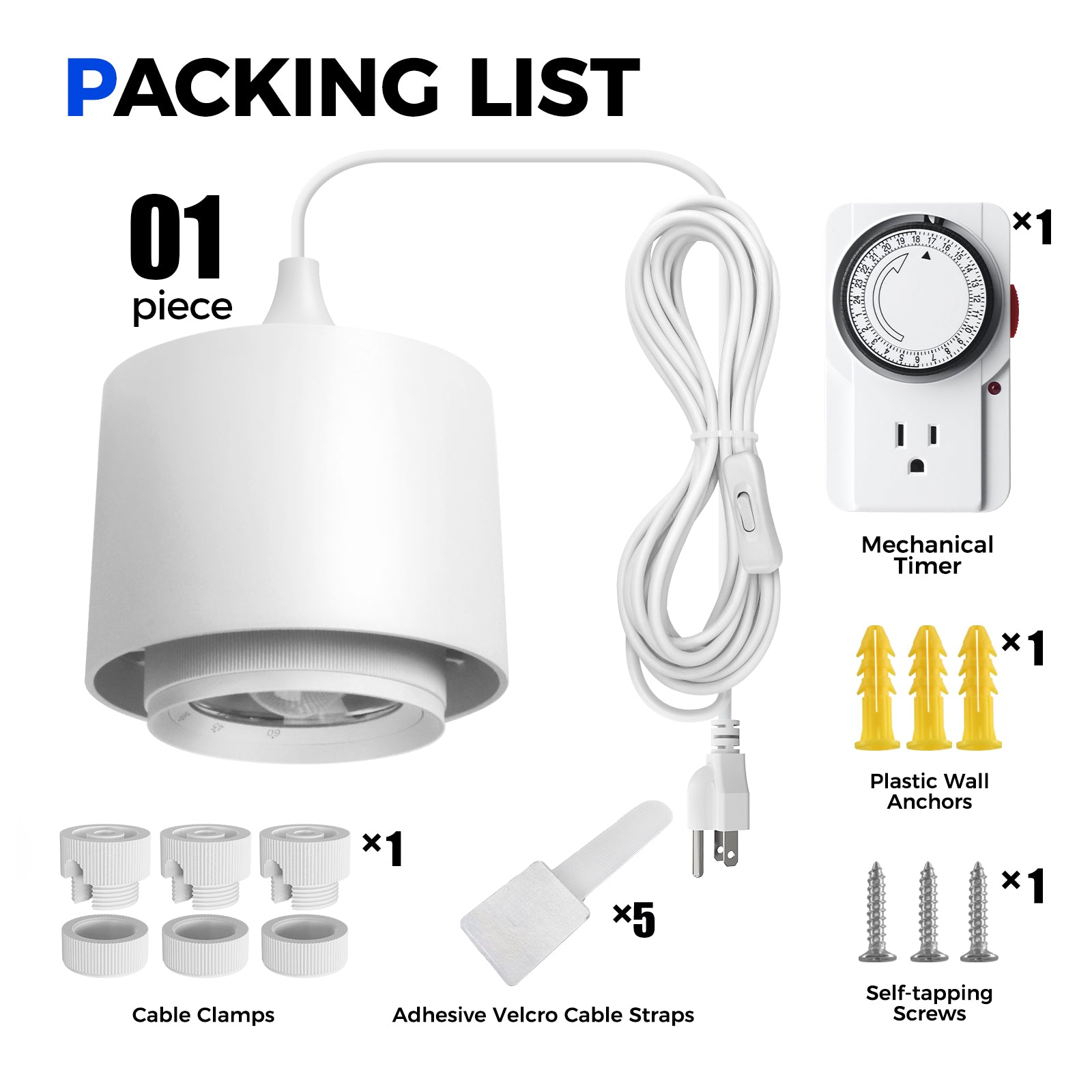 Barrina TR40 40W LED Grow Lights 4000K | Full Spectrum, Hanging & Timer | TR40 (White)