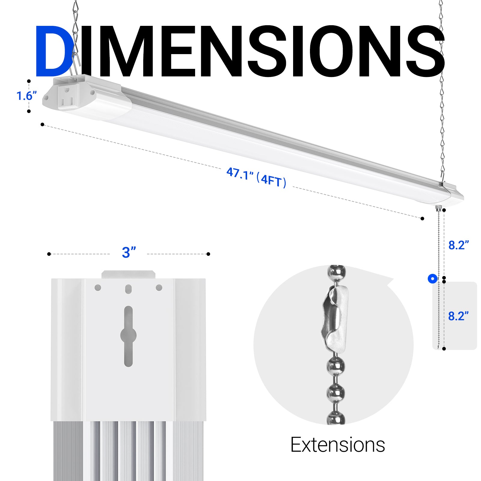 Barrina 84W LED Shop Lights 4FT 5000K 10000LM | Hanging, Linkable & Power Plug Cords | BS84
