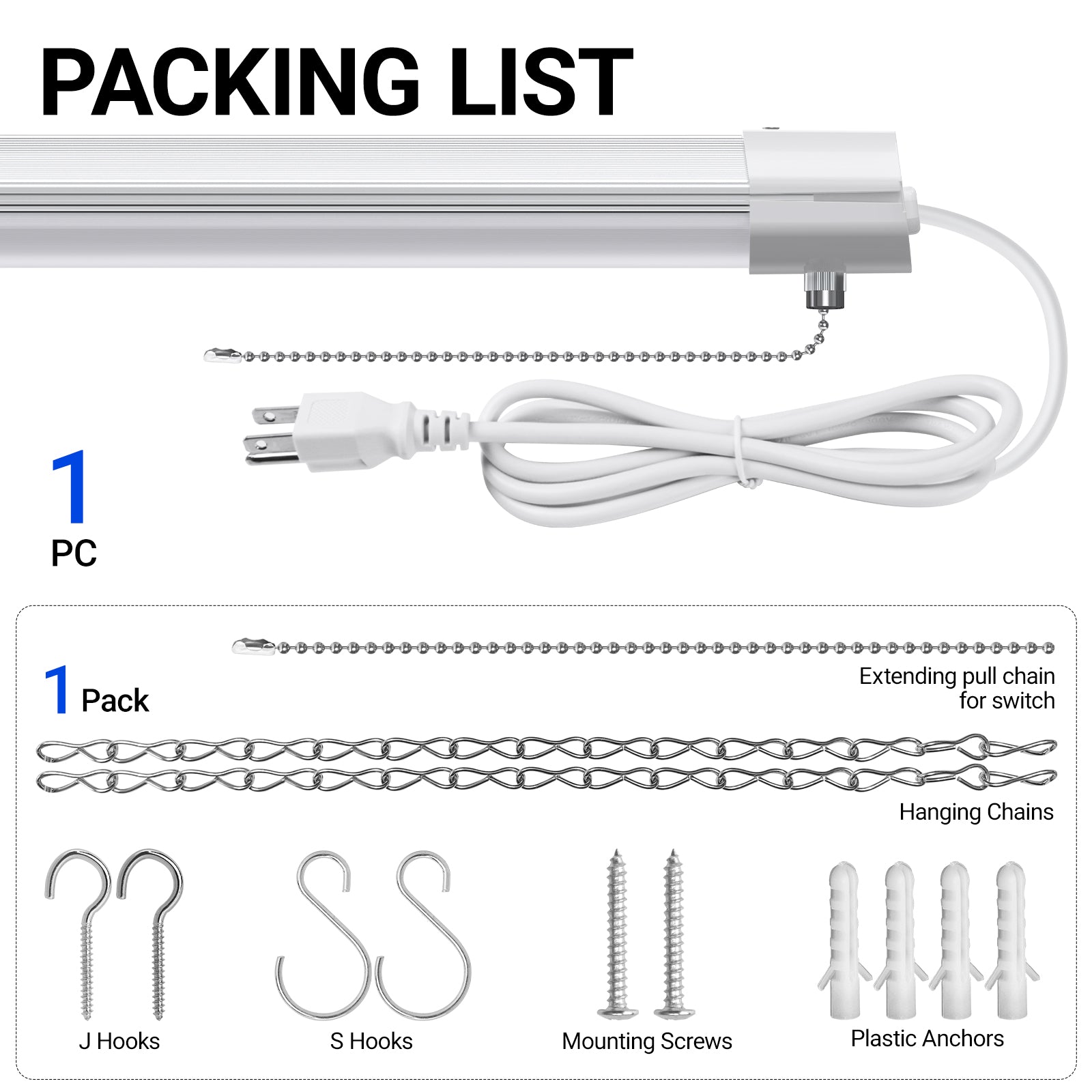 Barrina 84W LED Shop Lights 4FT 6500K 10000LM | Hanging, Linkable & Power Plug Cords | BS84