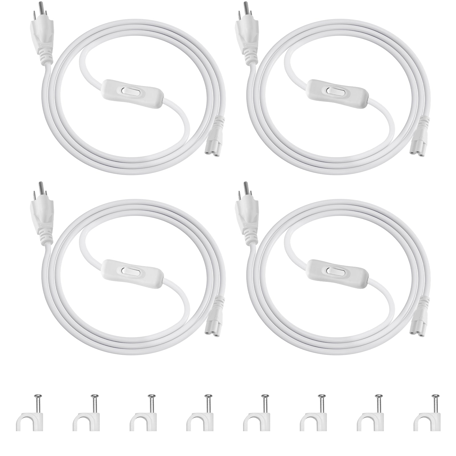 Power Extension Cords for T8 & TX-S Grow Lights | Power Switch & 3 Prong Plug