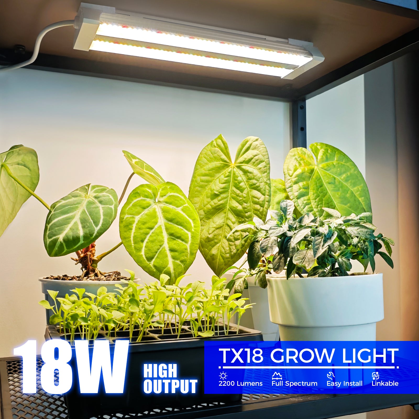 Barrina TX18 18W LED Grow Lights 1FT 3000K+6500K+660nm | Full Spectrum & Linkable | TXPL18