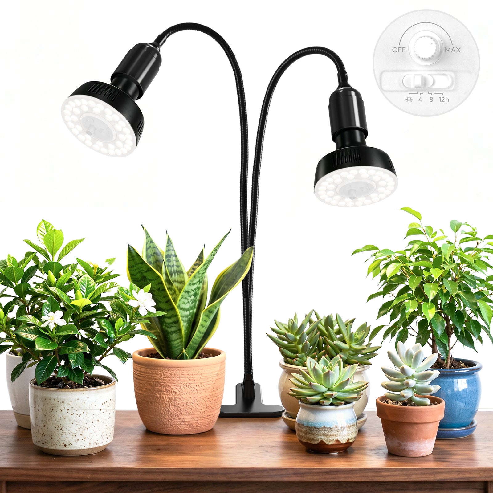 Barrina Orbgrow 2 x 11W Clip-On LED Grow Lights 5000K | Full Spectrum, Dimmable & Timing | OG11A2