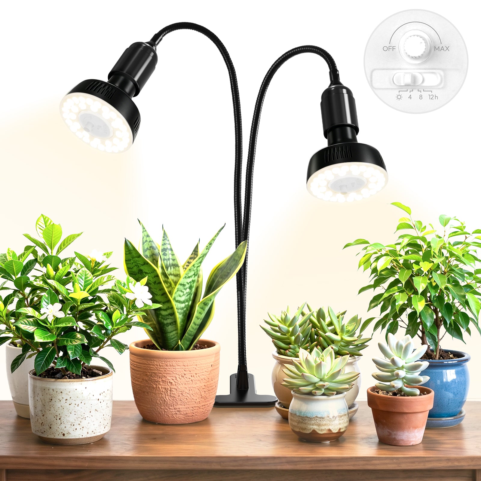 Barrina Orbgrow 2 x 11W Clip-On LED Grow Lights 4000K | Full Spectrum, Dimmable & Timing | OG11A2