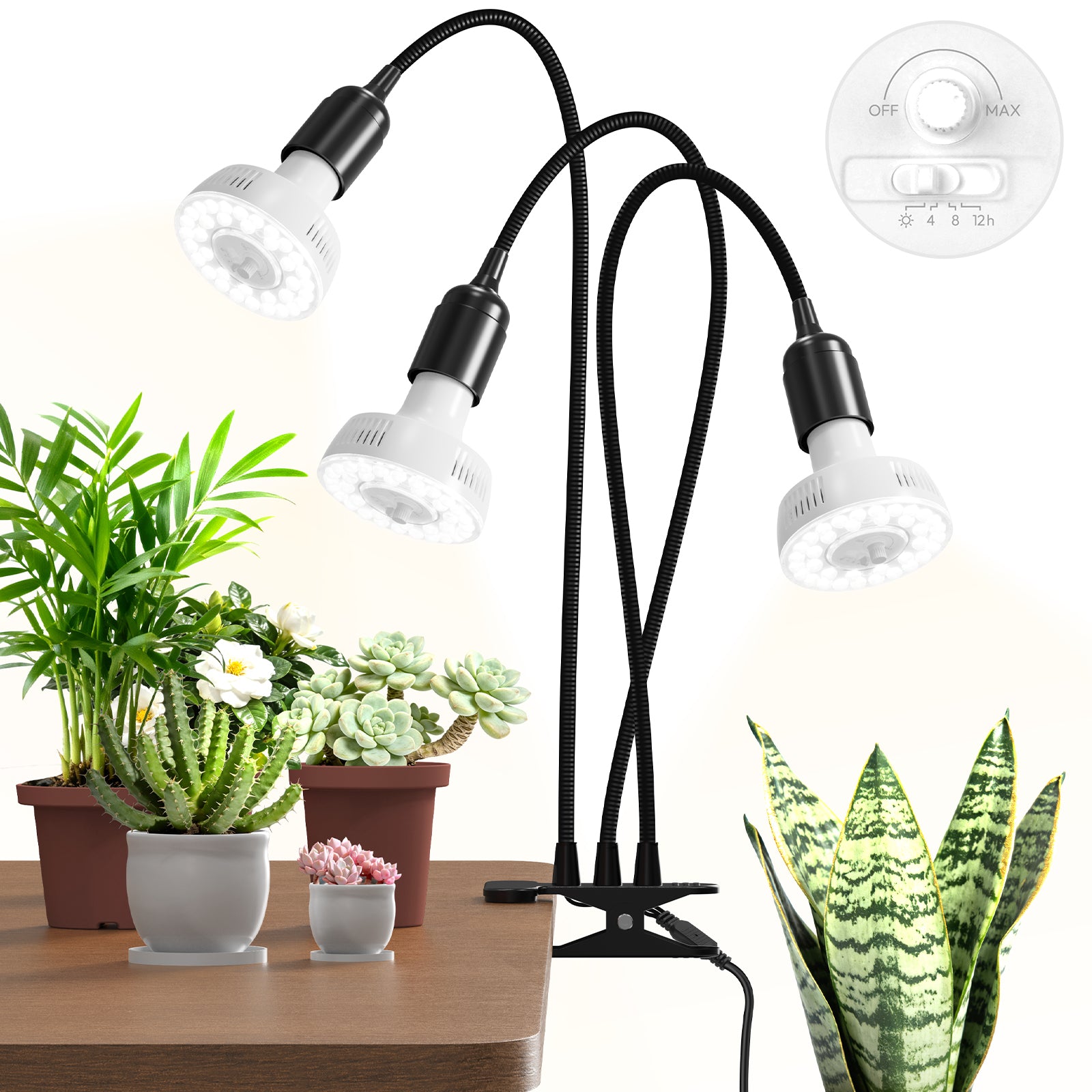 Barrina Orbgrow 3 x 11W Clip-On LED Grow Lights 5000K | Full Spectrum, Dimmable & Timing | OG11A