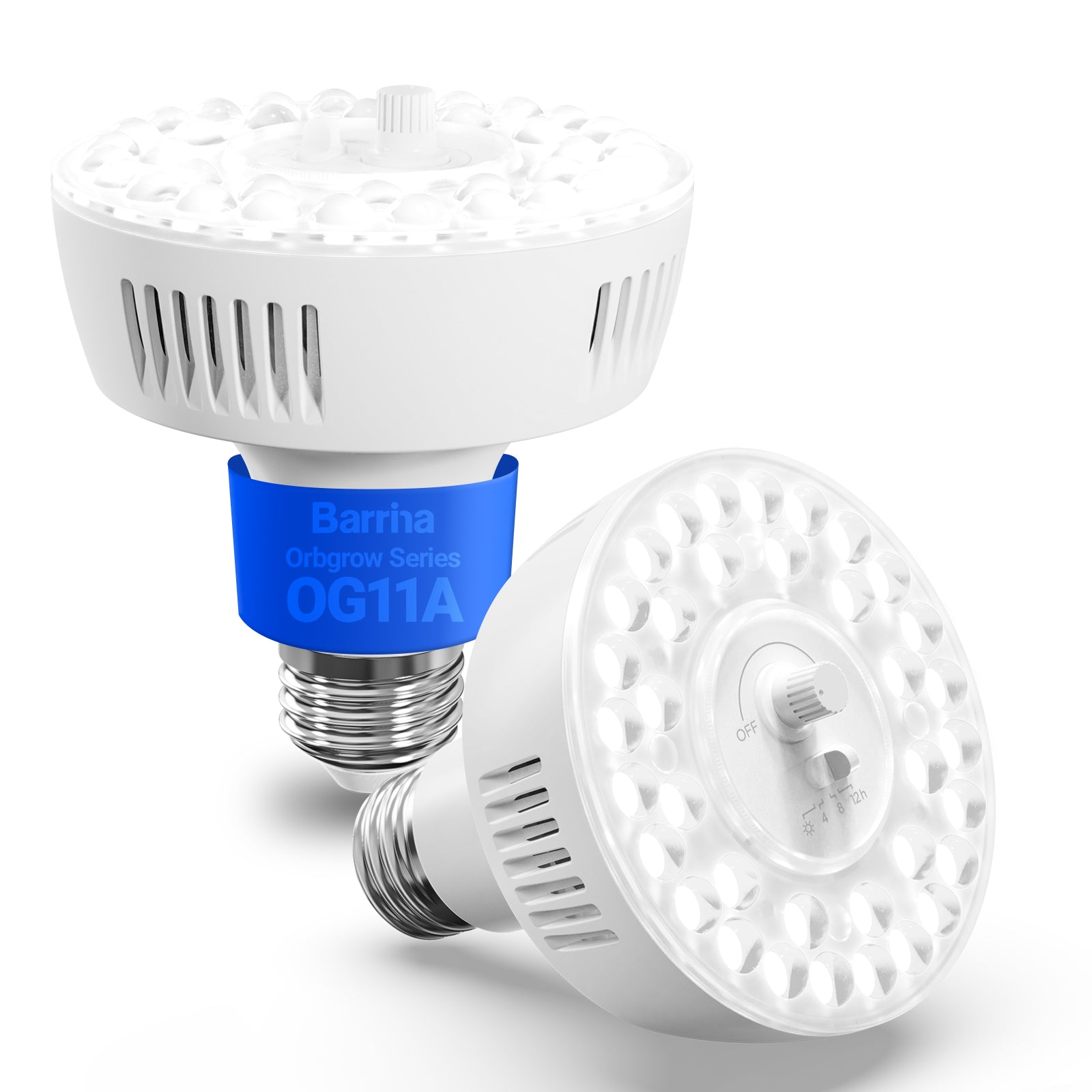 Barrina Orbgrow 11W LED Grow Light Bulbs 5000K | Full Spectrum, Dimmable, Timer & E26 Base | OG11A (White)