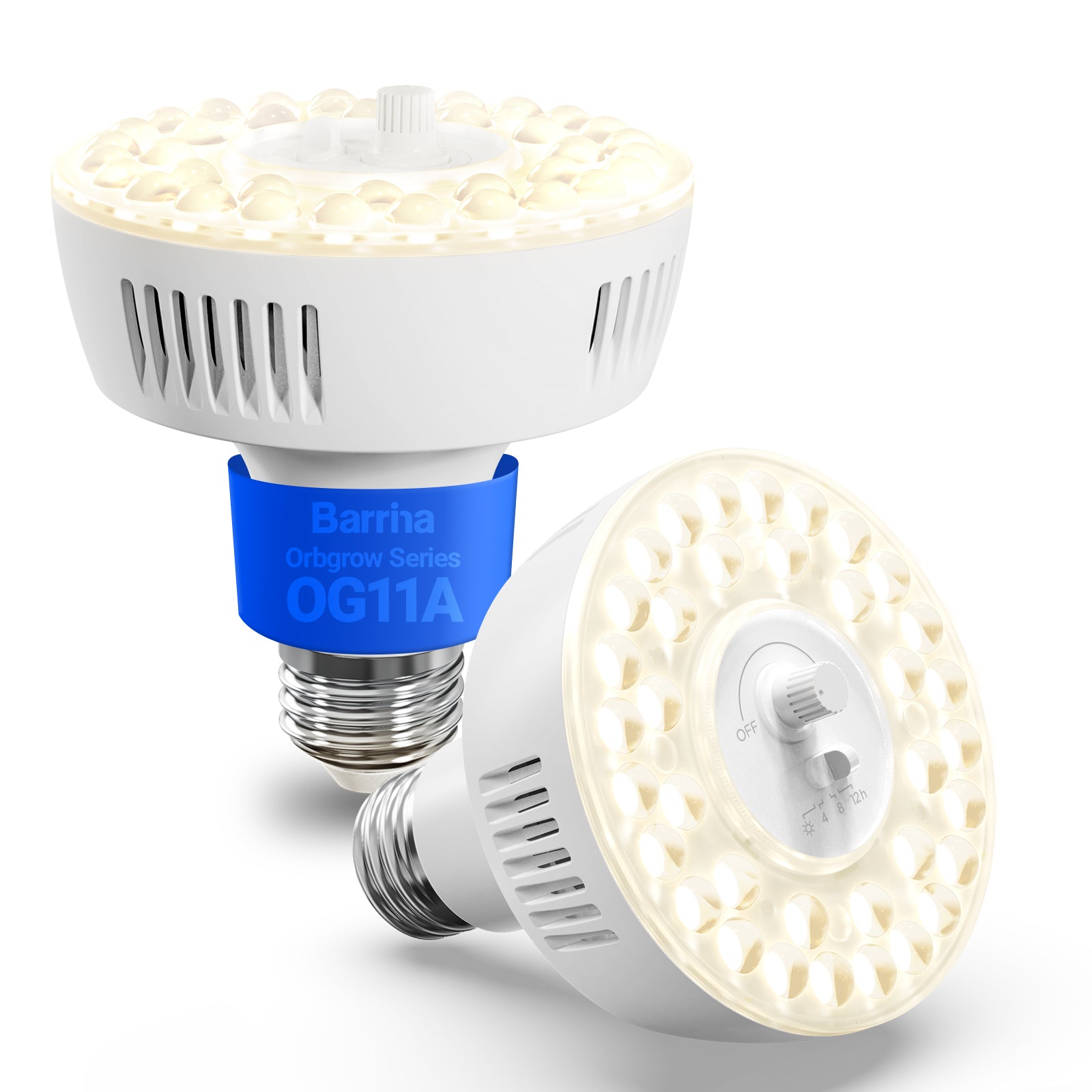 Barrina Orbgrow 11W LED Grow Light Bulb 4000K | Full Spectrum, Dimmable, Timer & E26 Base | OG11A (White)