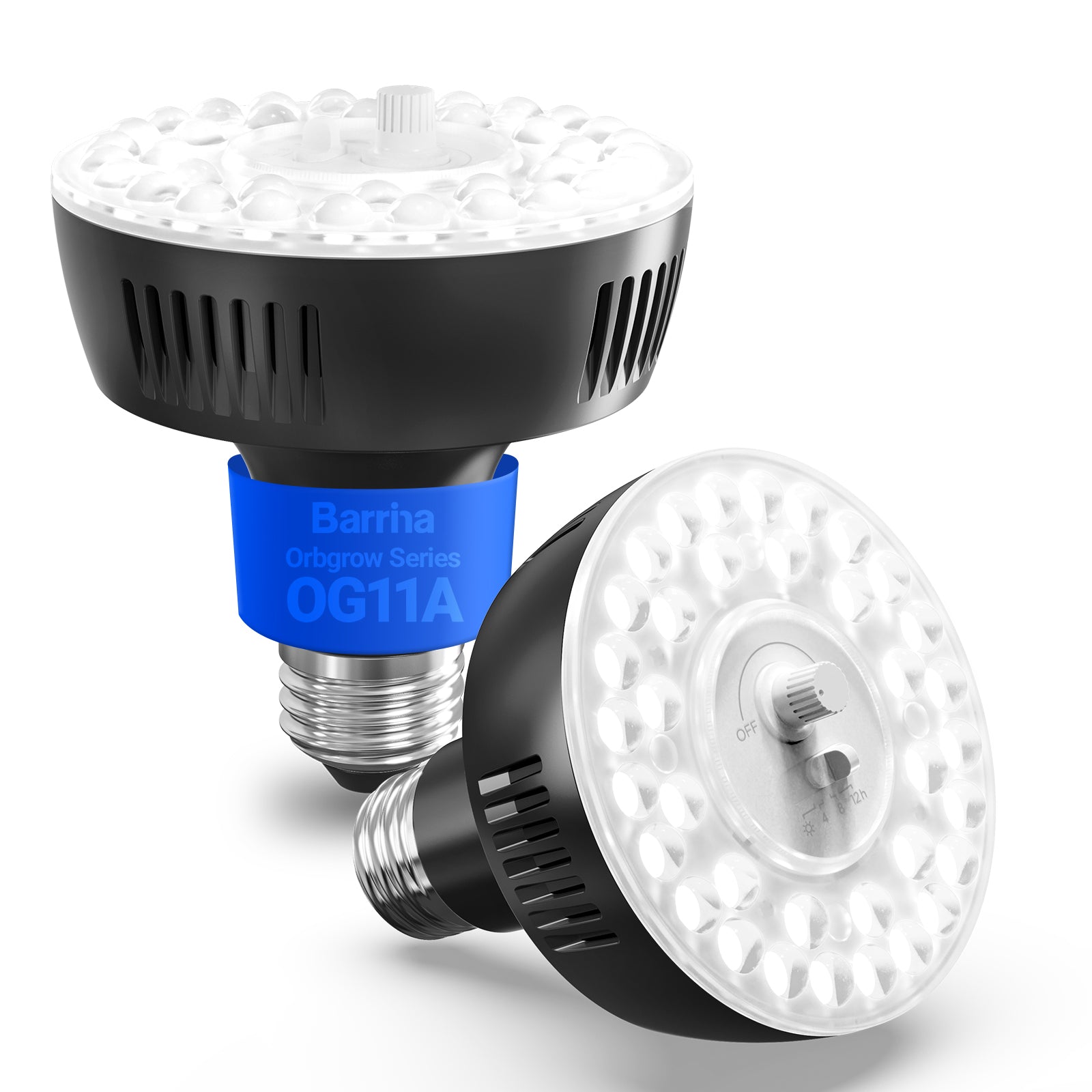 Barrina Orbgrow 11W LED Grow Light Bulb 5000K | Full Spectrum, Dimmable, Timer & E26 Base | OG11A (Black)
