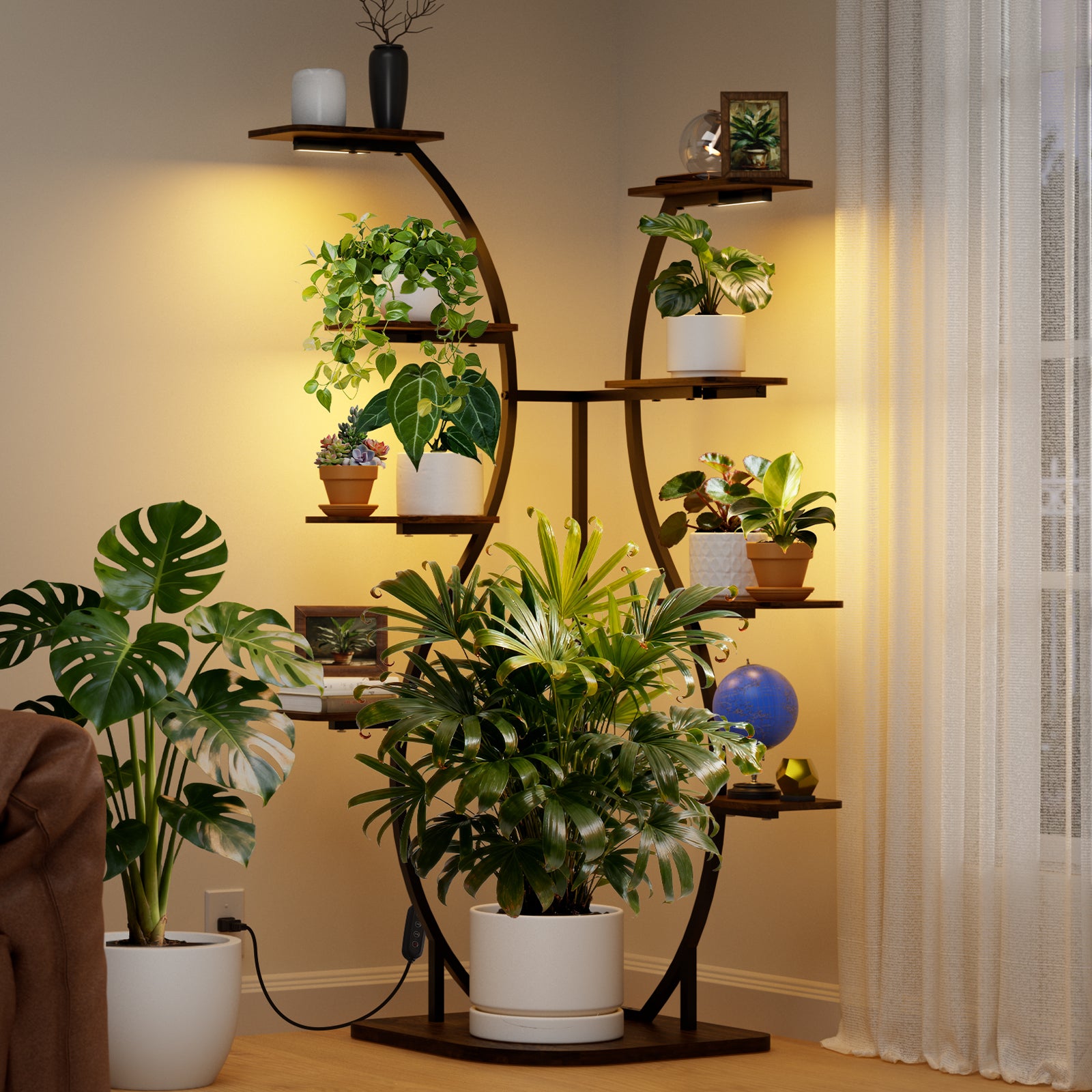 Barrina LS12 Corner Plant Stand with 4-Pack Grow Lights | Full Spectrum & S-Shape | LS12