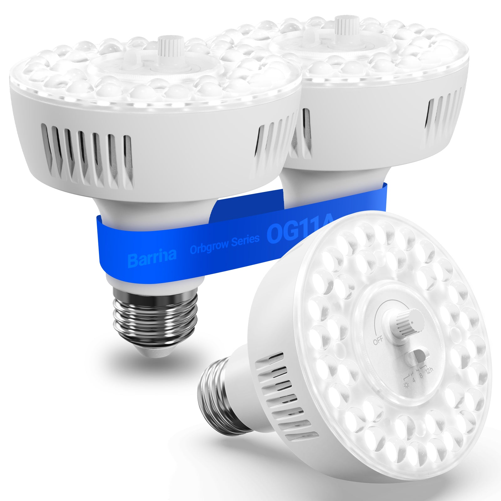 Barrina Orbgrow 11W LED Grow Light Bulbs 5000K | Full Spectrum, Dimmable, Timer & E26 Base | OG11A (White)