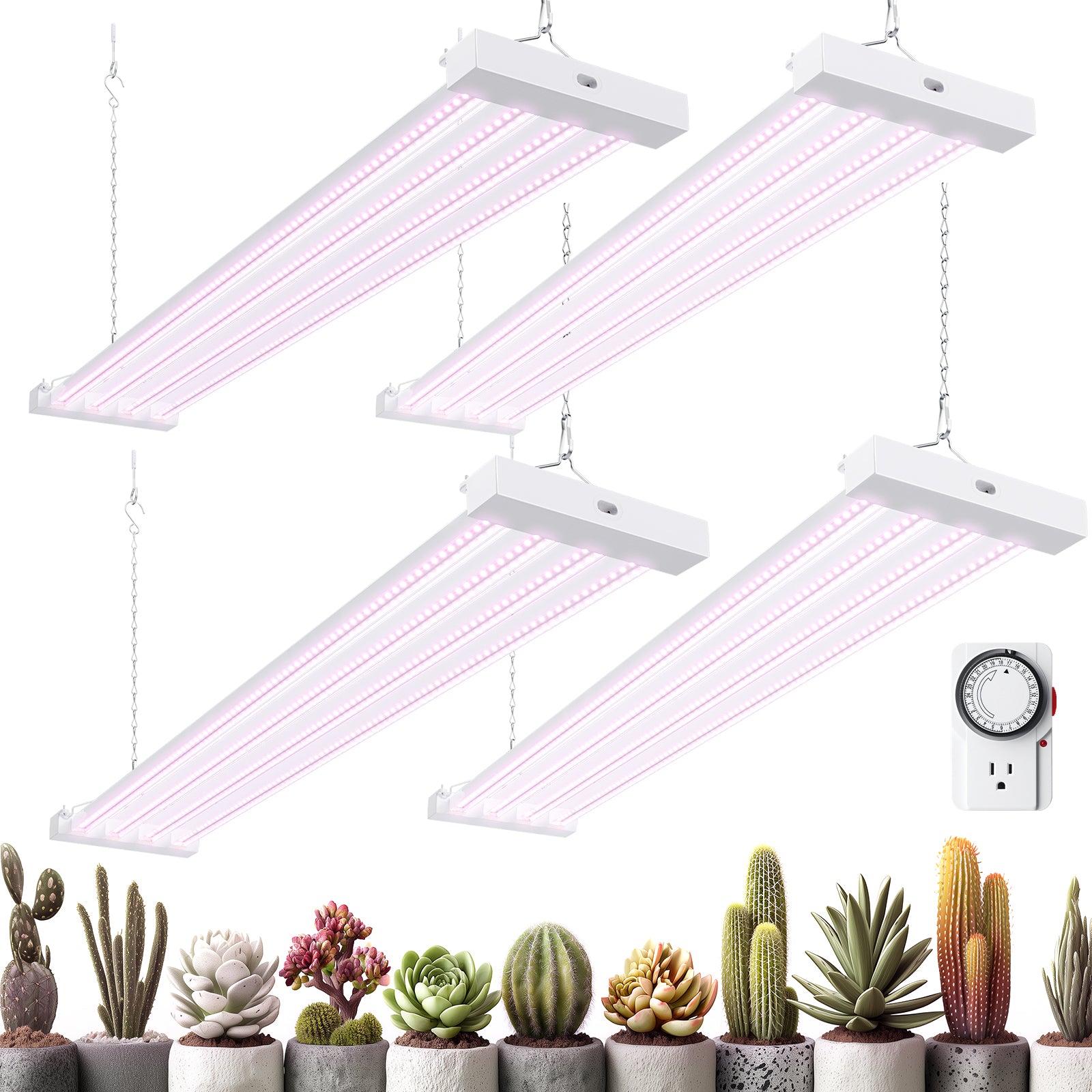 Barrina TX-L63 63W LED Grow Lights 3FT Pinkish White | Full Spectrum & Linkable | TX-L63