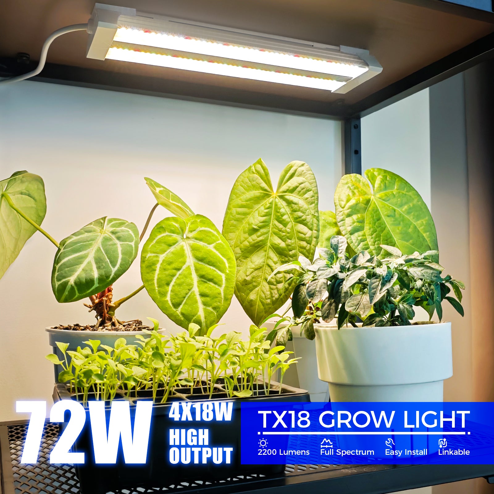 Barrina TX18 18W LED Grow Lights 1FT 3000K+6500K+660nm | Full Spectrum & Linkable | TXPL18