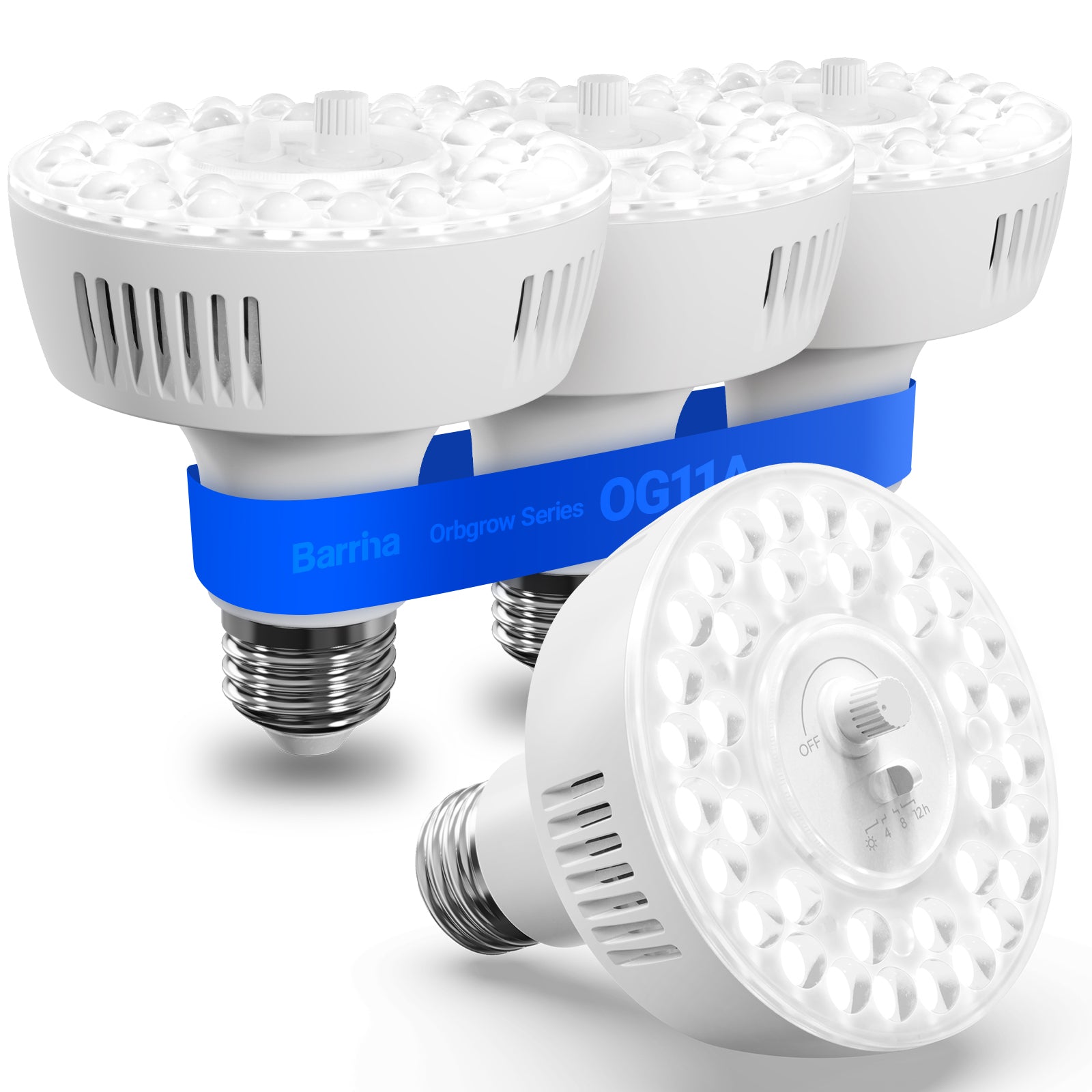 Barrina Orbgrow 11W LED Grow Light Bulbs 5000K | Full Spectrum, Dimmable, Timer & E26 Base | OG11A (White)