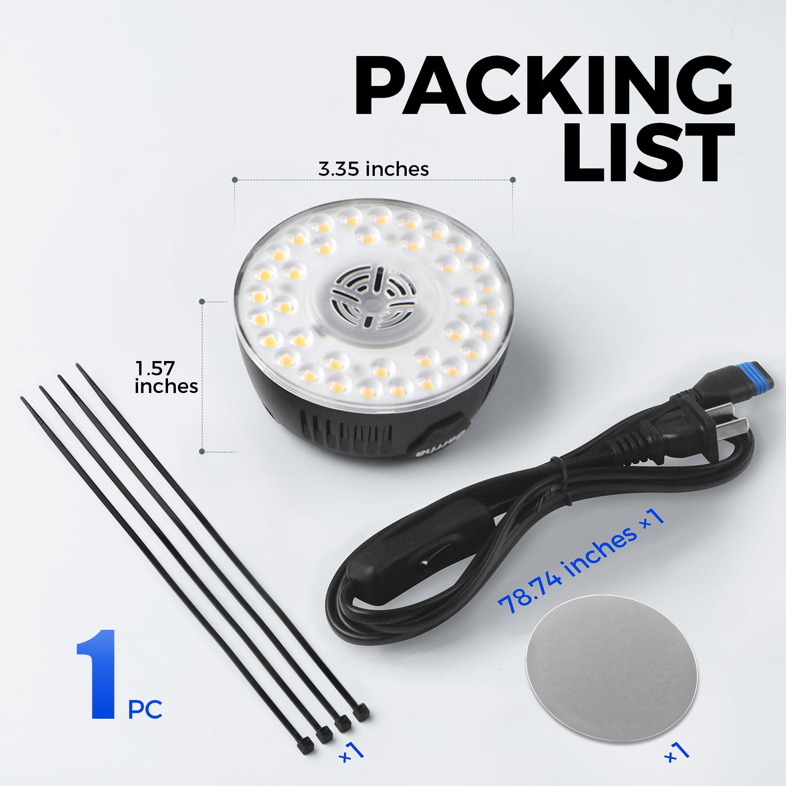 Barrina Orbgrow 9W LED Puck Grow Lights 5000K | Full Spectrum, Magnetic & Linkable | OG09