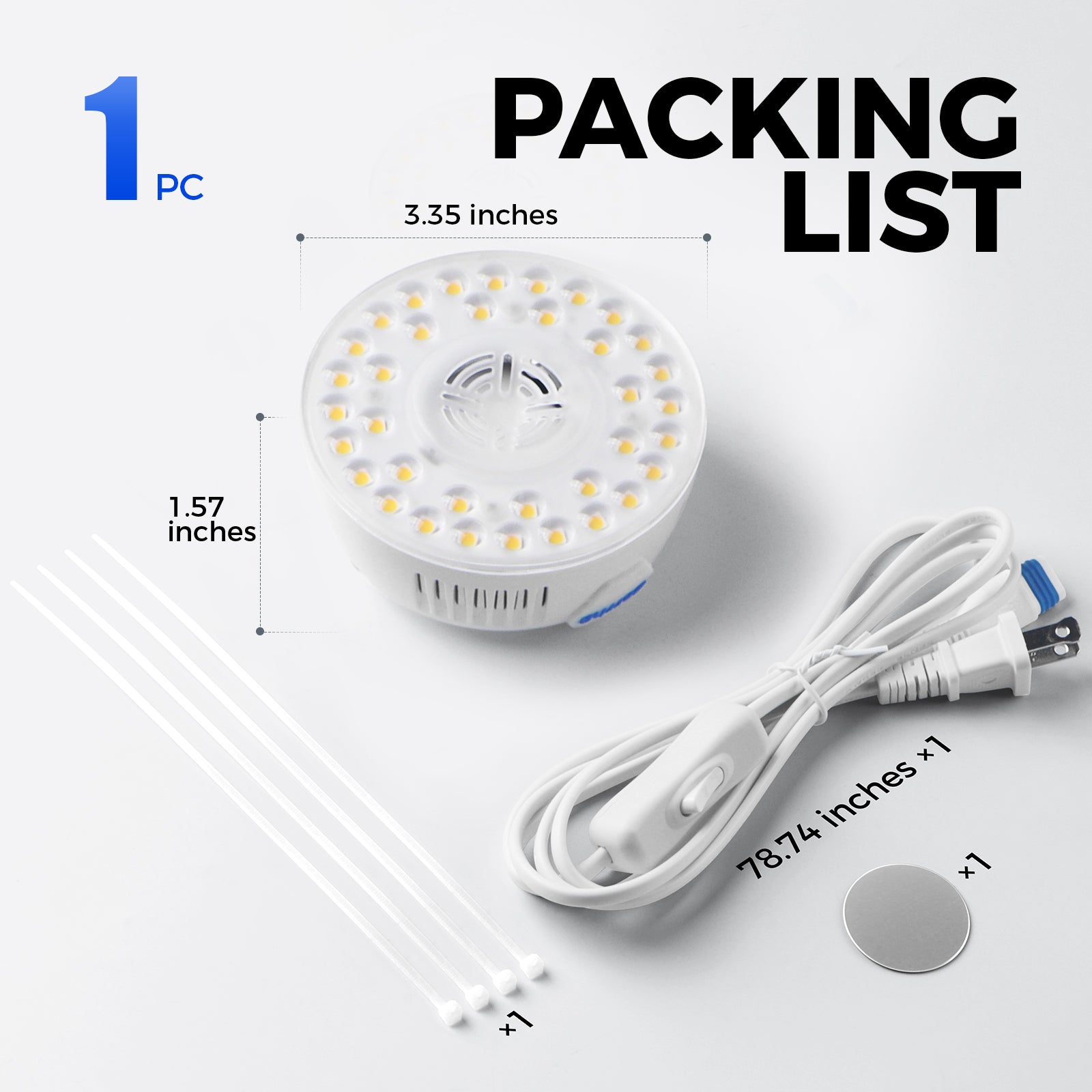 Barrina Orbgrow 9W LED Puck Grow Lights 5000K | Full Spectrum, Magnetic & Linkable | OG09