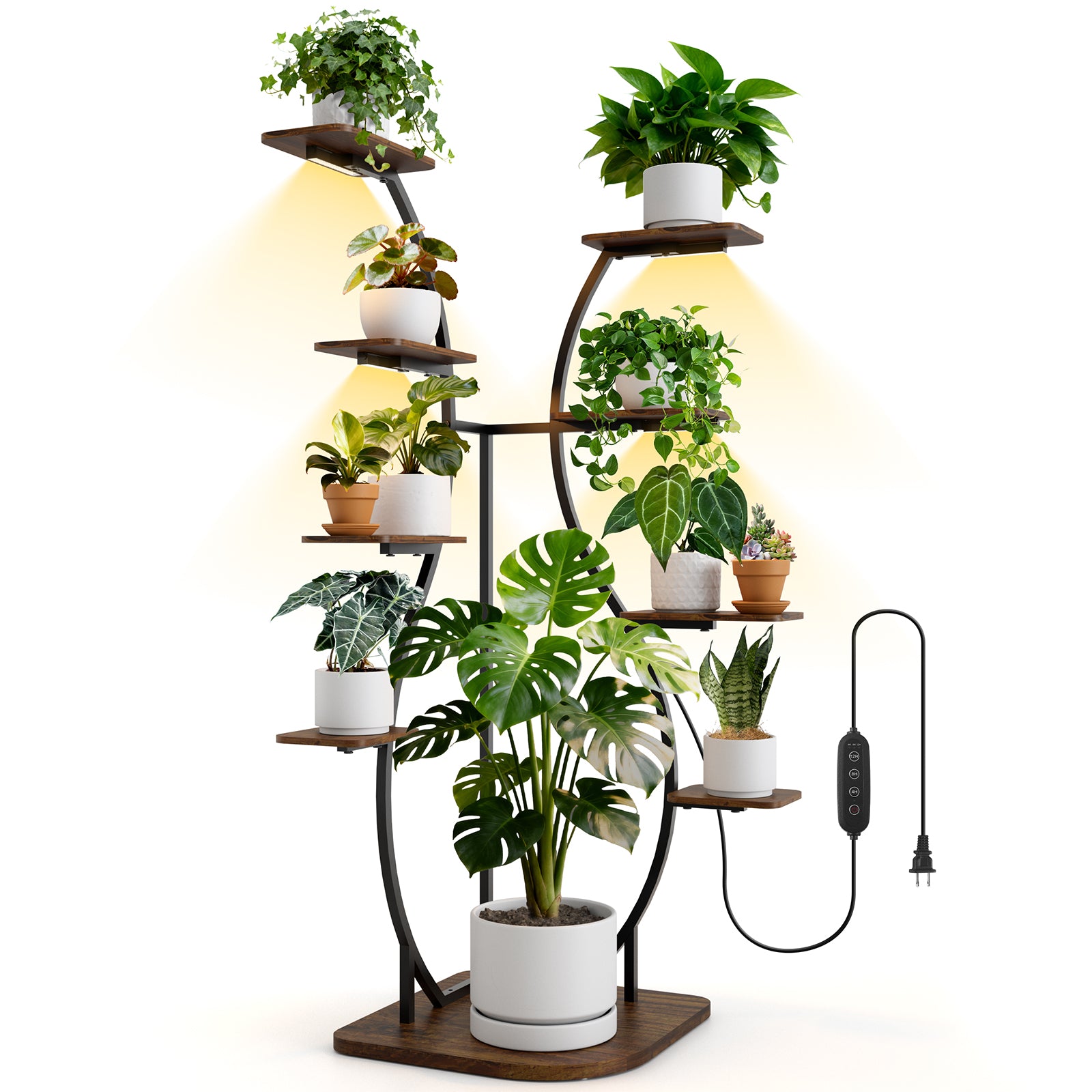 Barrina LS12 Corner Plant Stand with 4-Pack Grow Lights | Full Spectrum & S-Shape | LS12