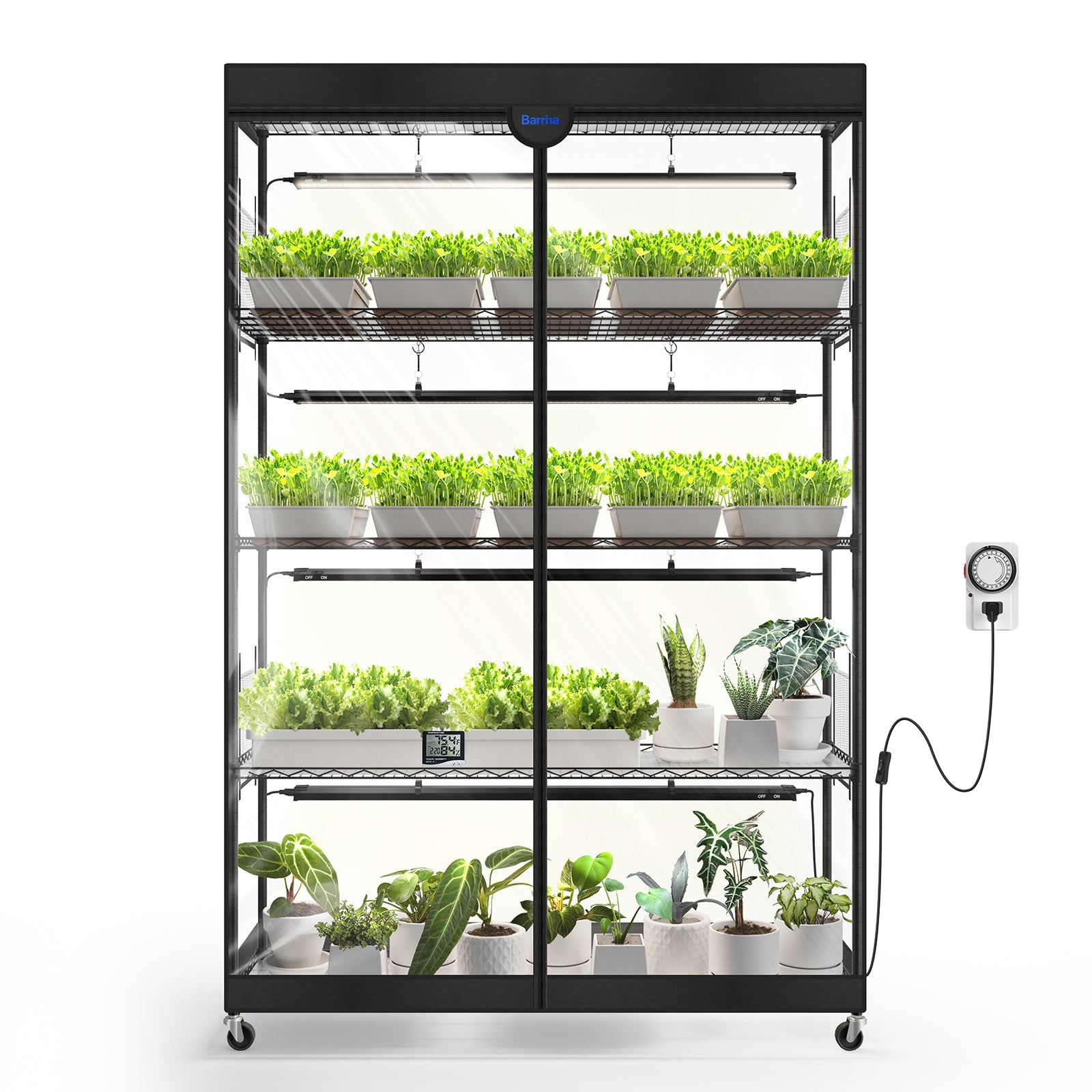 Barrina LP1200 Greenhouse with 4-Pack 50W TX-S50 Grow Lights 3.2FT 5000K | Full Spectrum, Tent, Thermo-Hygrometer & Timer | LP1200