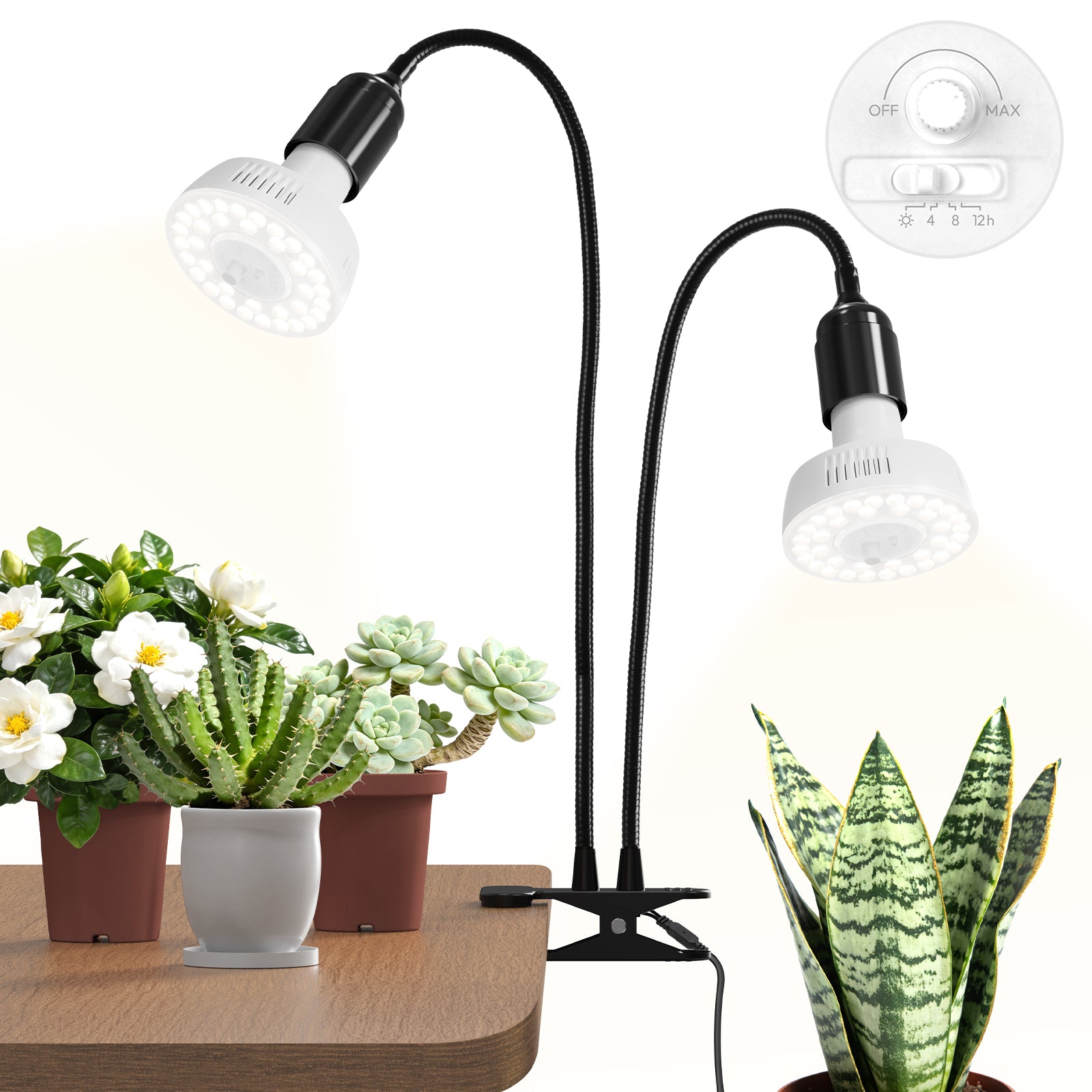 Barrina Orbgrow 2 x 11W Clip-On LED Grow Lights 5000K | Full Spectrum, Dimmable & Timing | OG11A